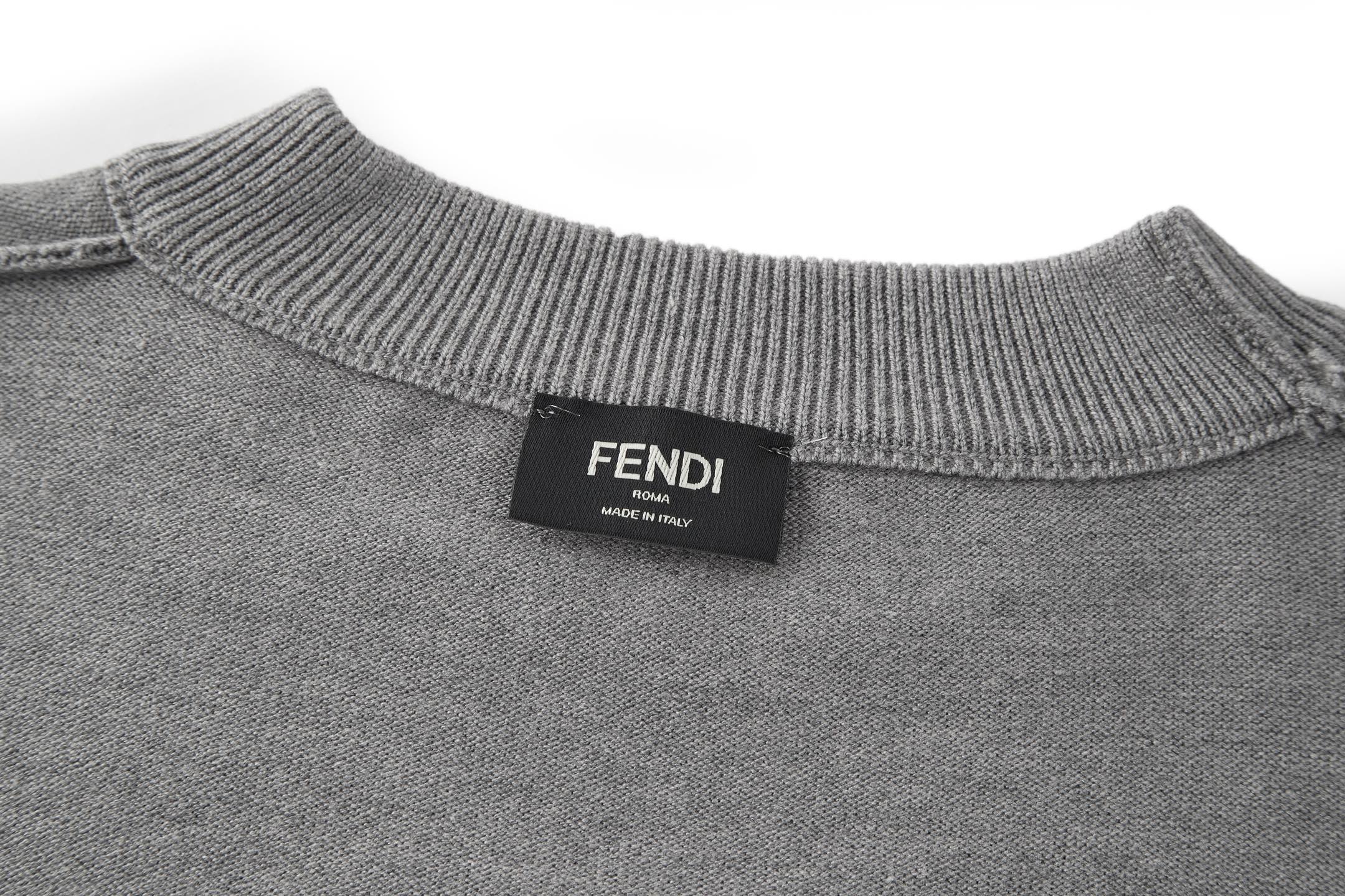 FENDI 芬迪 双F打底针织毛衣 外套 长袖 保暖 灰色 绿色 黑色 FZX091ATMVF0UU0