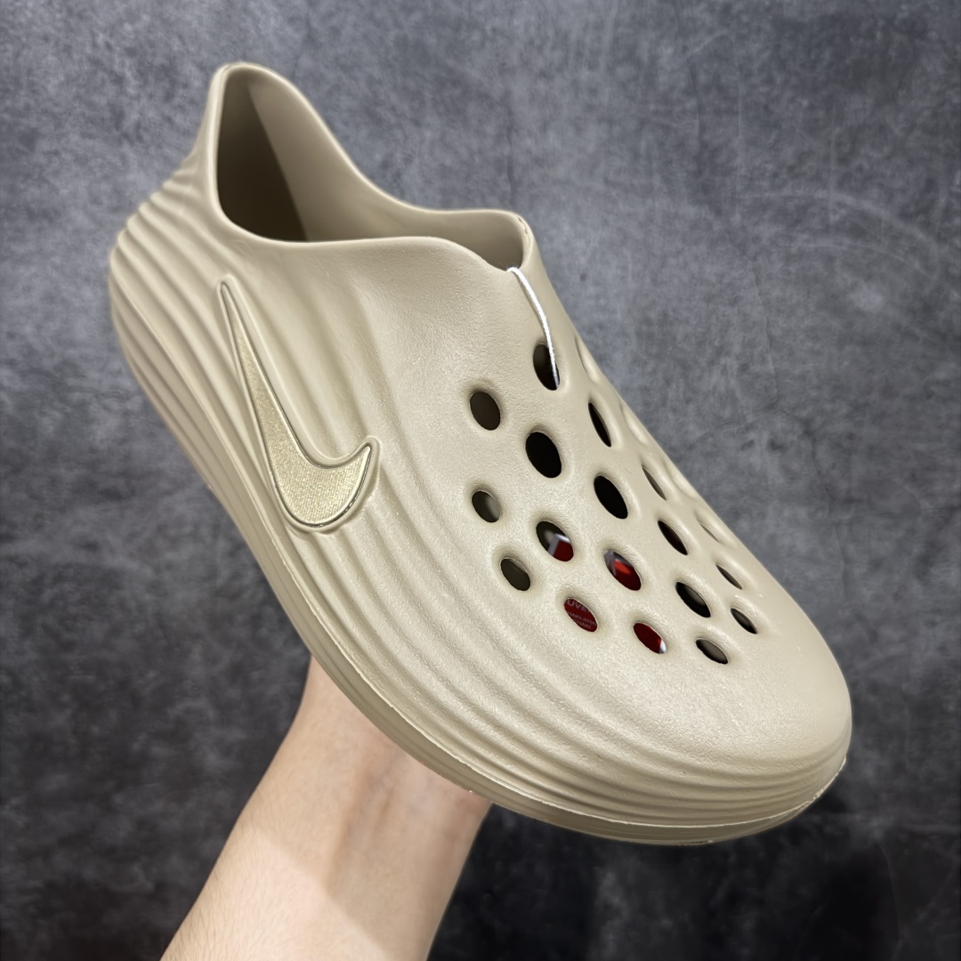 正确复合底 Nike Reactx Rejuven8 洞洞鞋 简约舒适  室外拖鞋 男女同款 卡其色 HV5060-200