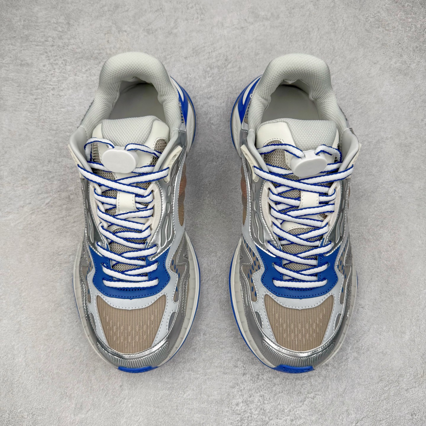 GUCCI古驰 2.0 低筒 网布皮革 复古 圆头抽绳  生活休闲鞋 男款 女款 灰白色 灰蓝色 814040 FAD5T 8753