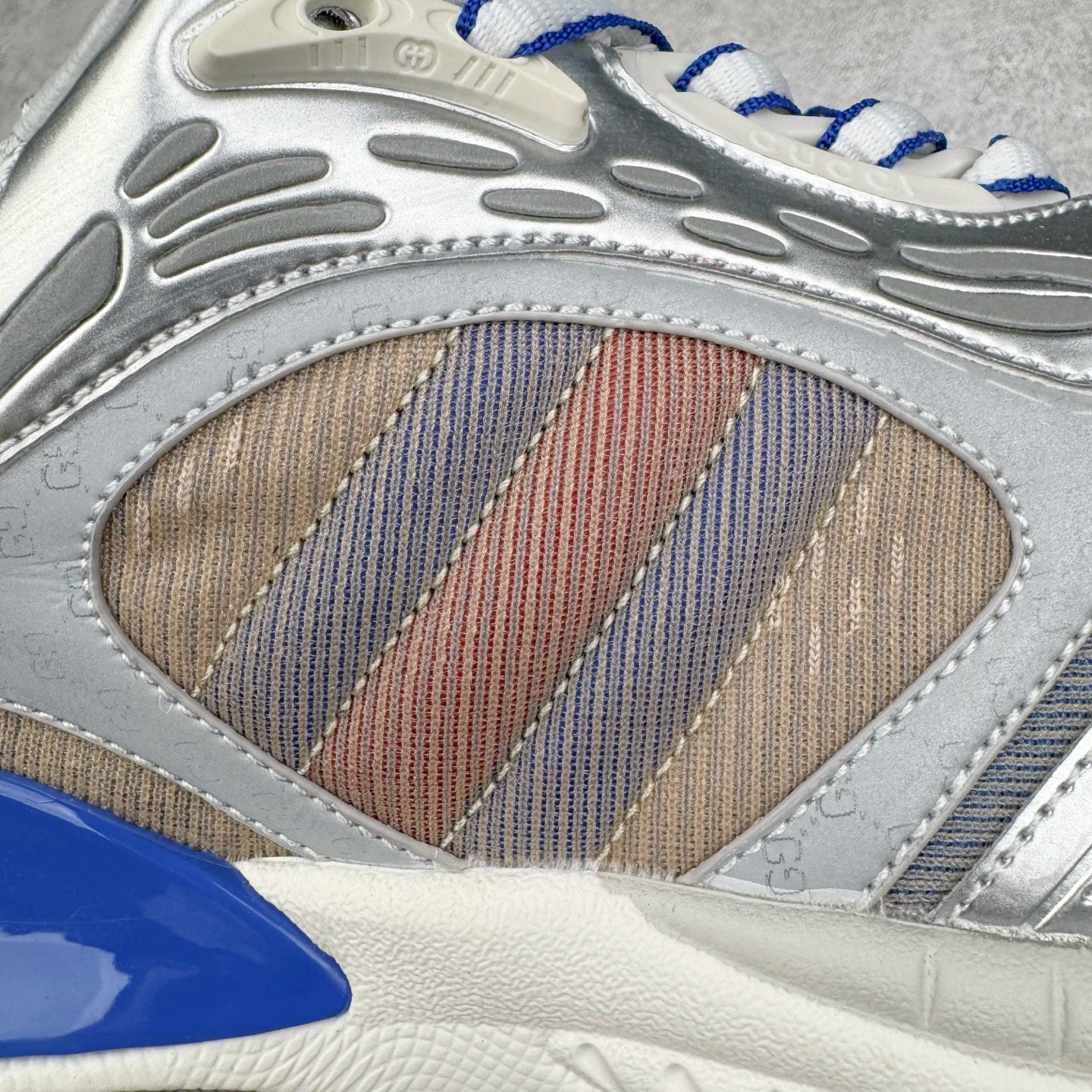 GUCCI古驰 2.0 低筒 网布皮革 复古 圆头抽绳  生活休闲鞋 男款 女款 灰白色 灰蓝色 814040 FAD5T 8753