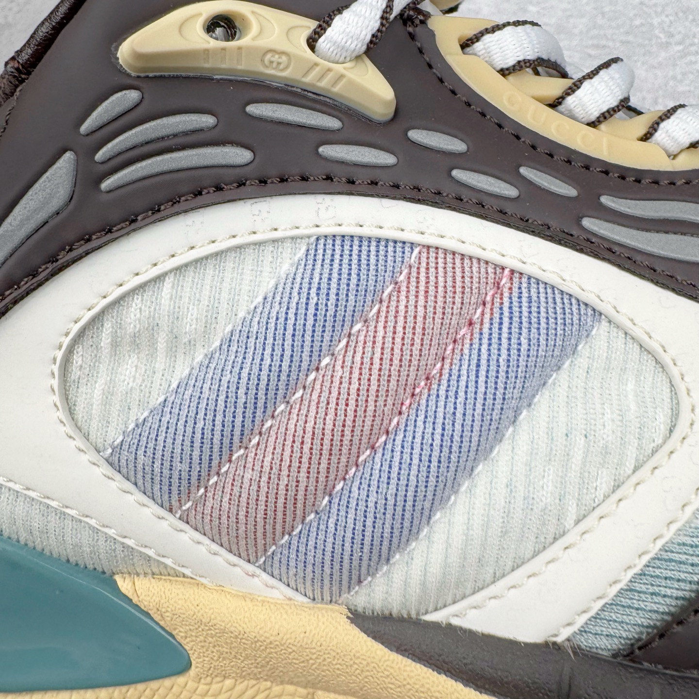 GUCCI古驰 2.0 低筒 网布皮革 复古 圆头抽绳  生活休闲鞋 男款 女款 灰白色 灰棕色 814040 FAD5T 9063