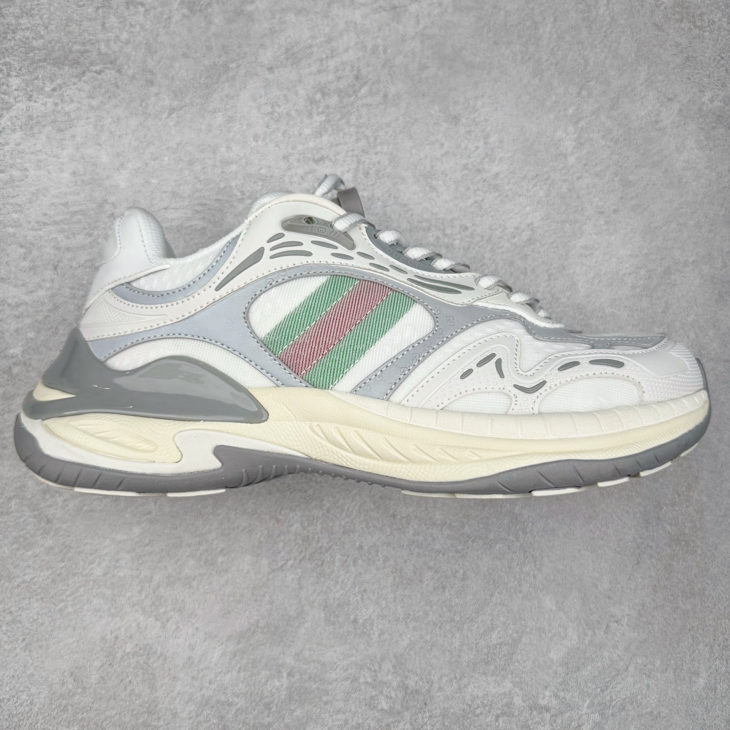 GUCCI古驰 2.0 低筒 网布皮革 复古 圆头抽绳  生活休闲鞋 男款 女款 灰白色 灰色 814040 FAD6Q 8745