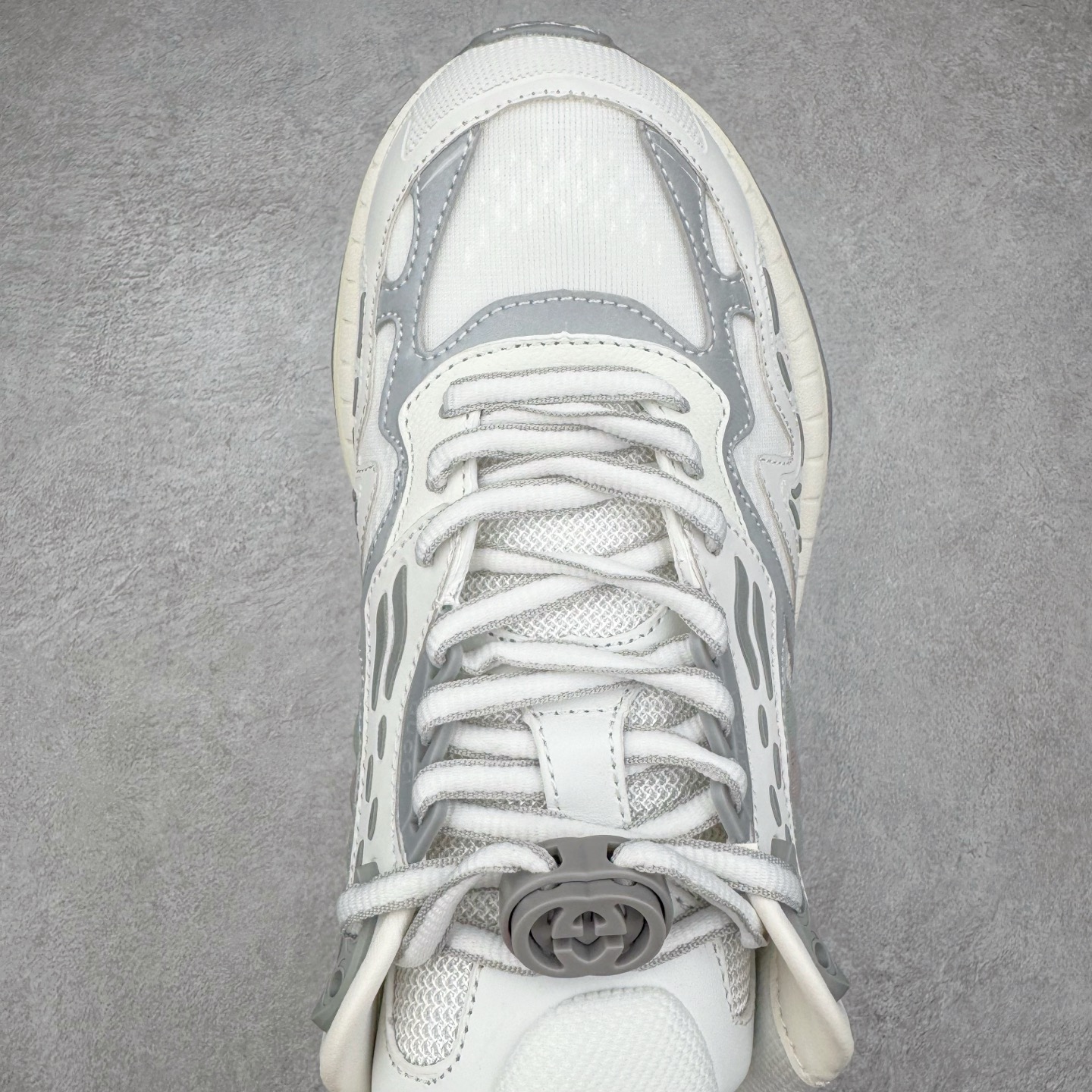 GUCCI古驰 2.0 低筒 网布皮革 复古 圆头抽绳  生活休闲鞋 男款 女款 灰白色 灰色 814040 FAD6Q 8745