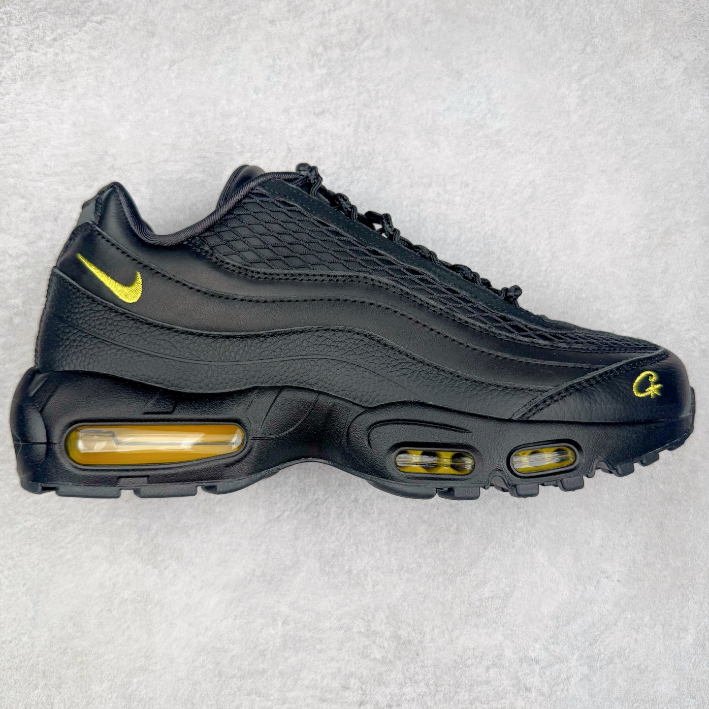 升级最终版 Corteiz Nike Air Max 95 Tour Yellow 低筒 网布防滑 运动鞋 休闲鞋 球鞋 男鞋 波鞋  黑金 FB2709-003
