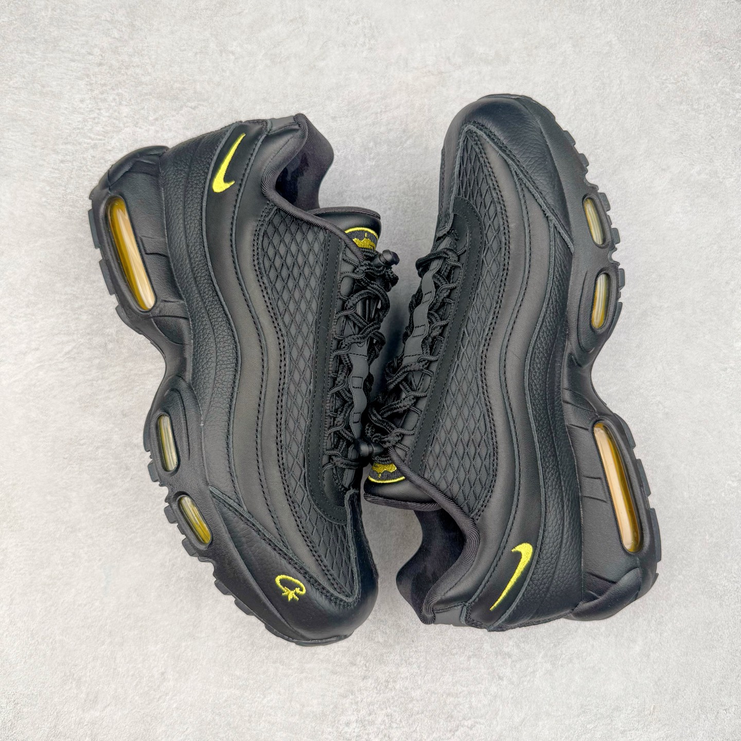 升级最终版 Corteiz Nike Air Max 95 Tour Yellow 低筒 网布防滑 运动鞋 休闲鞋 球鞋 男鞋 波鞋  黑金 FB2709-003