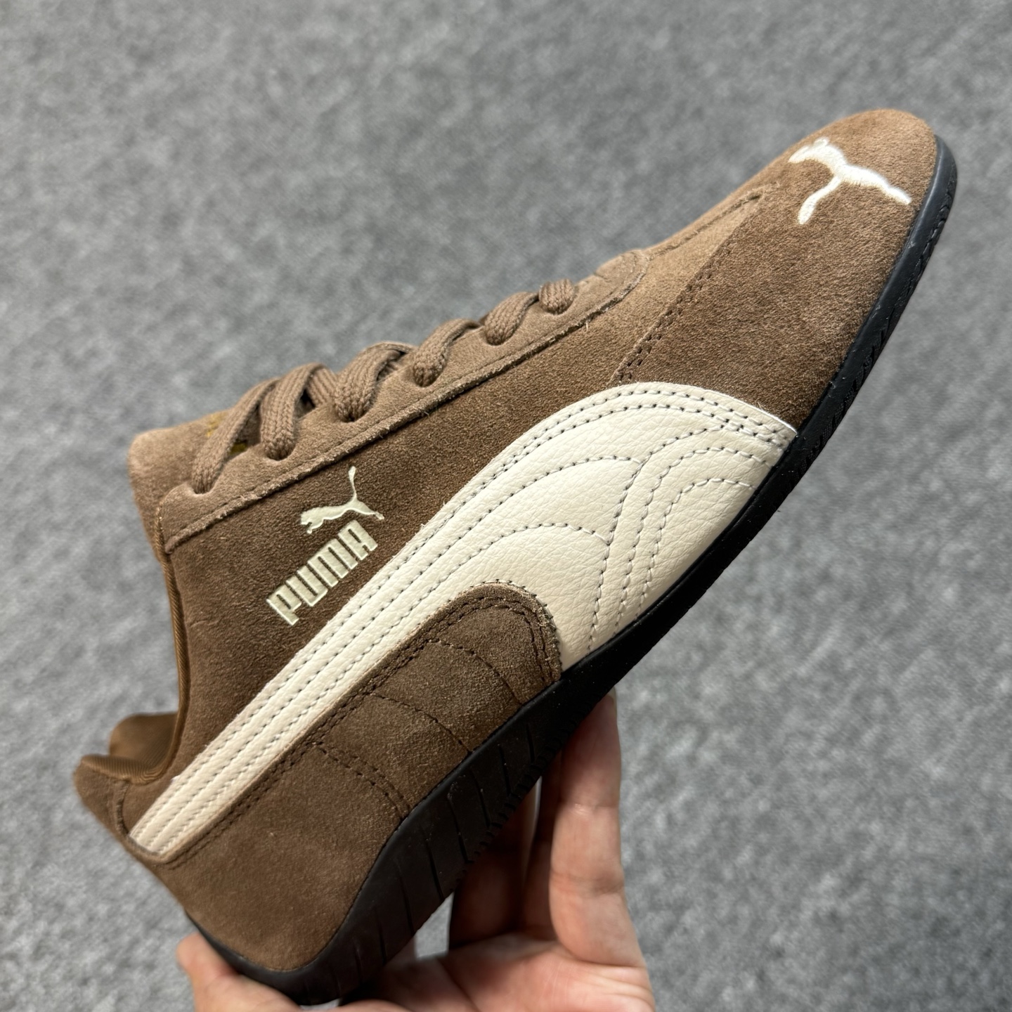 PUMA  Speedcat  圆头系带 二层绒面皮防滑耐磨 低筒 舒适时尚 赛车 跑步鞋 休闲鞋 波鞋 深棕 406329-31