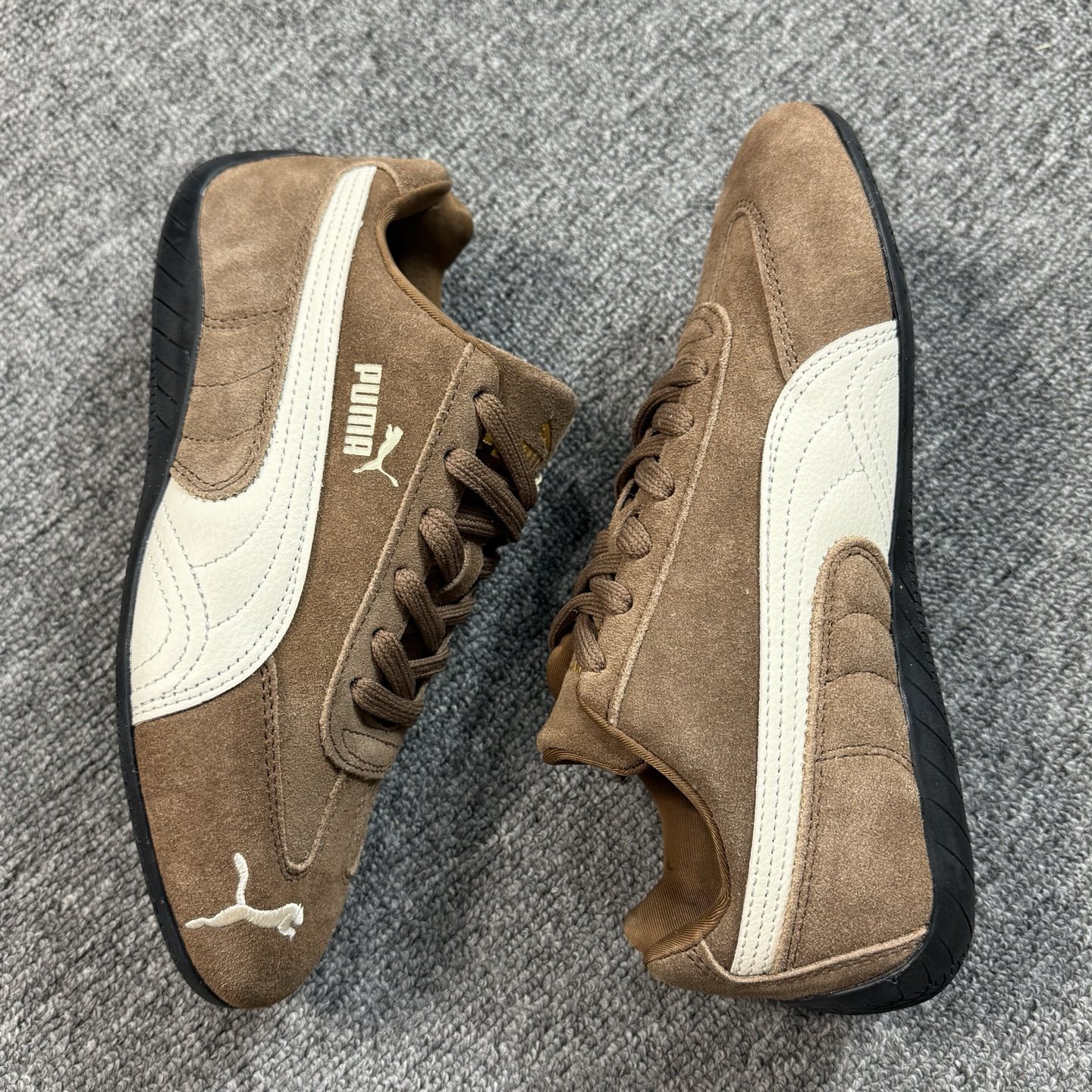 PUMA  Speedcat  圆头系带 二层绒面皮防滑耐磨 低筒 舒适时尚 赛车 跑步鞋 休闲鞋 波鞋 深棕 406329-31