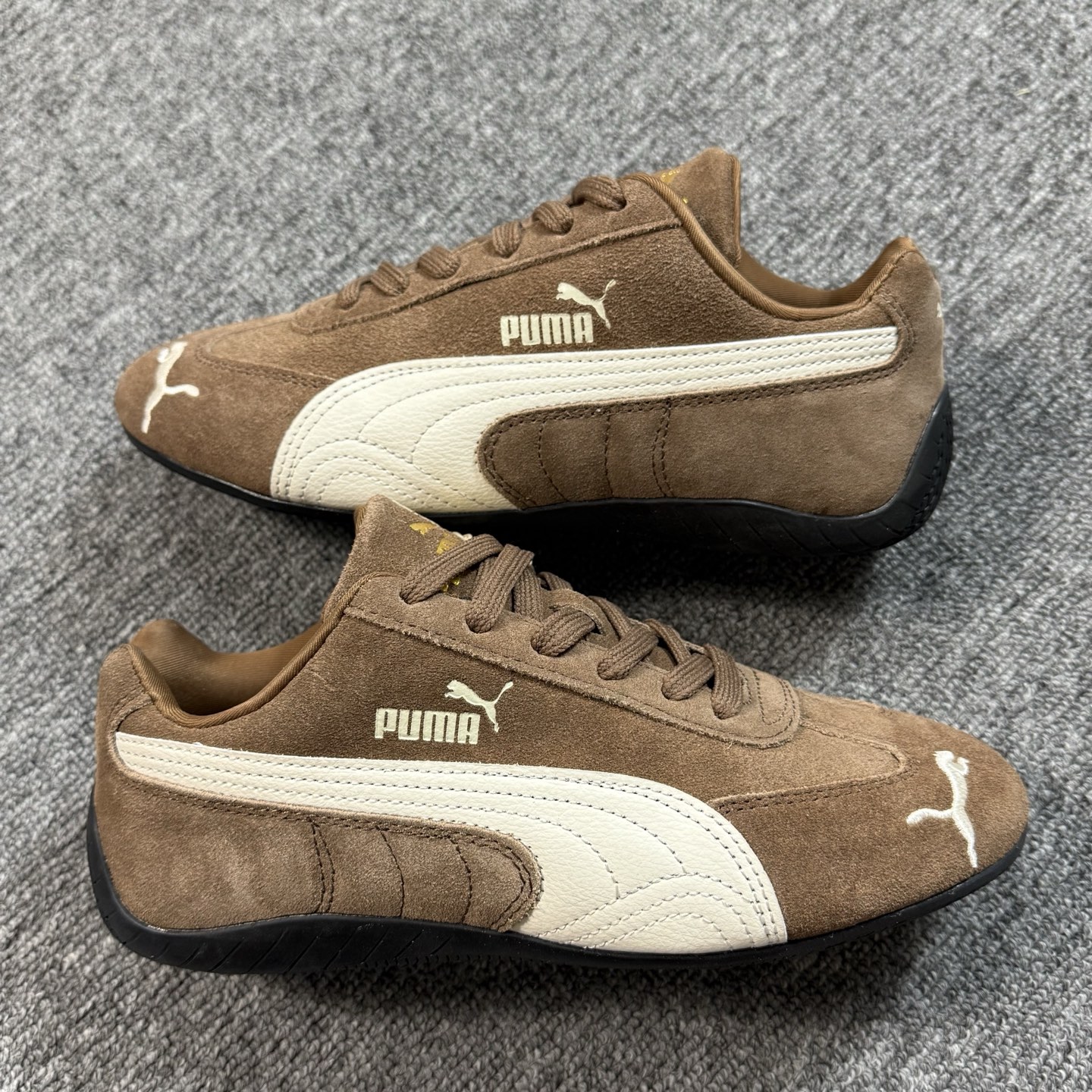 PUMA  Speedcat  圆头系带 二层绒面皮防滑耐磨 低筒 舒适时尚 赛车 跑步鞋 休闲鞋 波鞋 深棕 406329-31