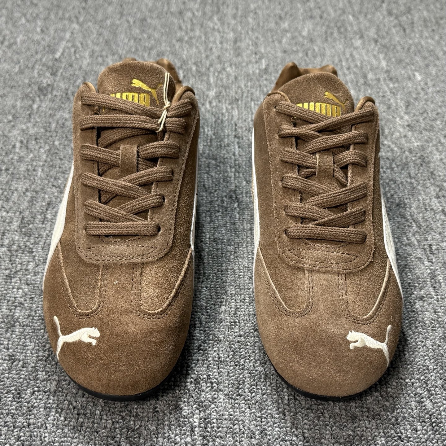 PUMA  Speedcat  圆头系带 二层绒面皮防滑耐磨 低筒 舒适时尚 赛车 跑步鞋 休闲鞋 波鞋 深棕 406329-31