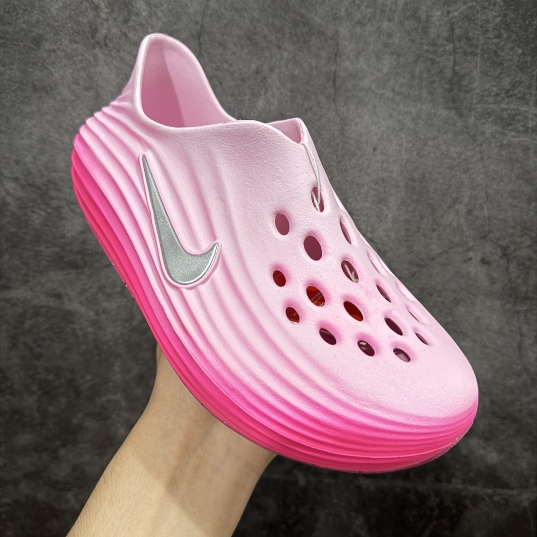 正确复合底 Nike Reactx Rejuven8 洞洞鞋 简约舒适  室外拖鞋 女款  HV5060-402 粉色