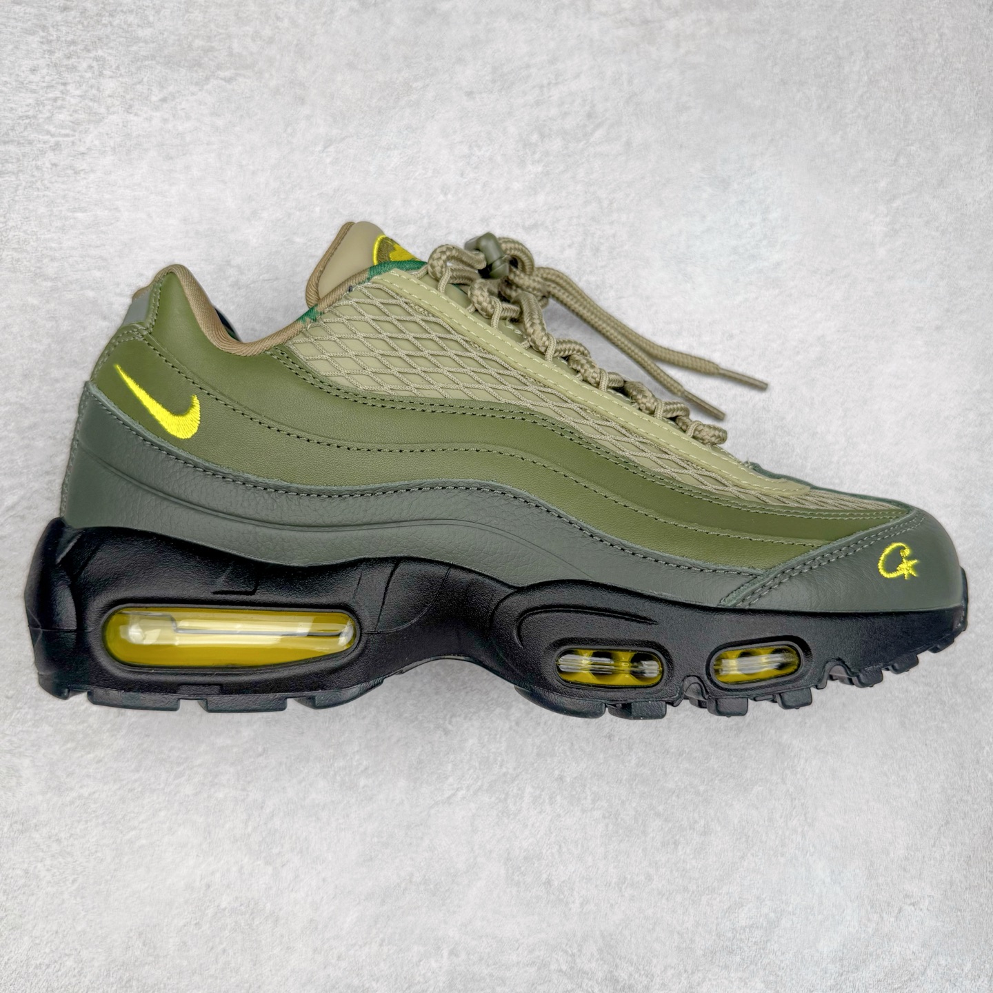 升级最终版 Corteiz Nike Air Max 95 Tour Yellow 低筒 网布防滑 运动鞋 休闲鞋 球鞋 男鞋 波鞋  橄榄绿 FB2709-300