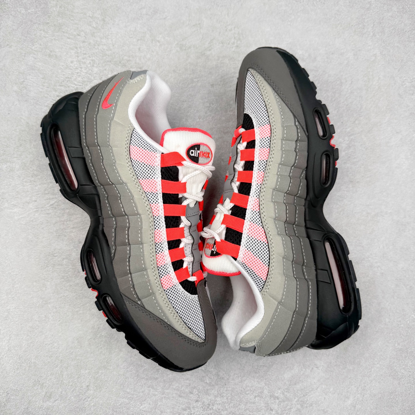 升级最终版 Corteiz Nike Air Max 95  低筒 网布防滑 运动鞋 休闲鞋 球鞋 男鞋 波鞋 灰红AT2865-100 