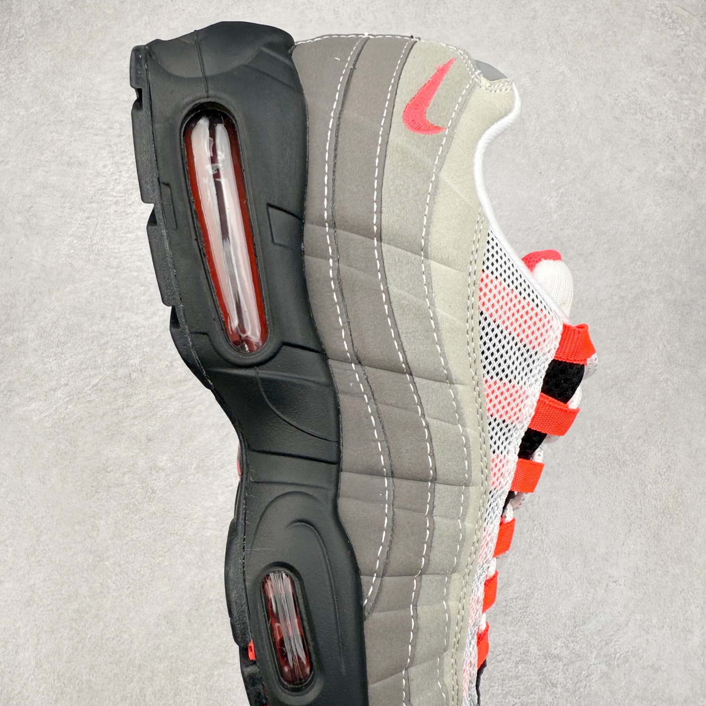升级最终版 Corteiz Nike Air Max 95  低筒 网布防滑 运动鞋 休闲鞋 球鞋 男鞋 波鞋 灰红AT2865-100 