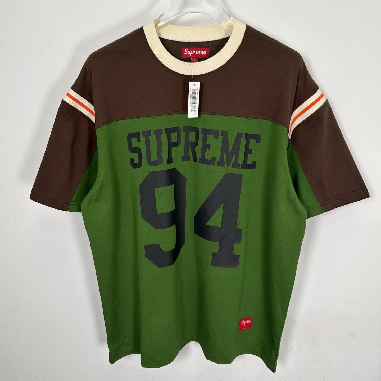Supreme SS25 WEEK8 Split S/S Footbal Top 拼接图案 95  圆领休闲 印花短袖 T恤   黑色 绿色 SUP-SS25-157