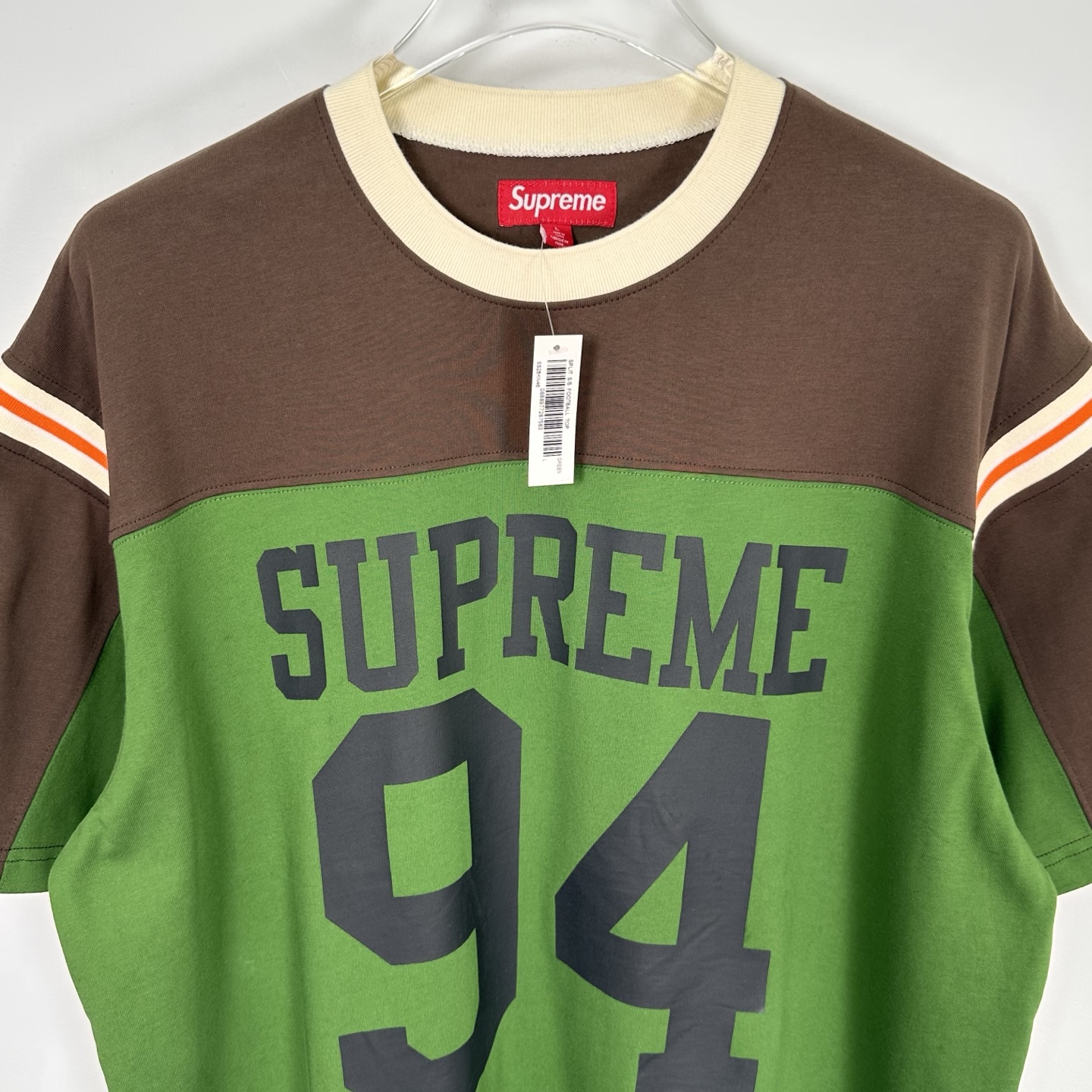 Supreme SS25 WEEK8 Split S/S Footbal Top 拼接图案 95  圆领休闲 印花短袖 T恤   黑色 绿色 SUP-SS25-157