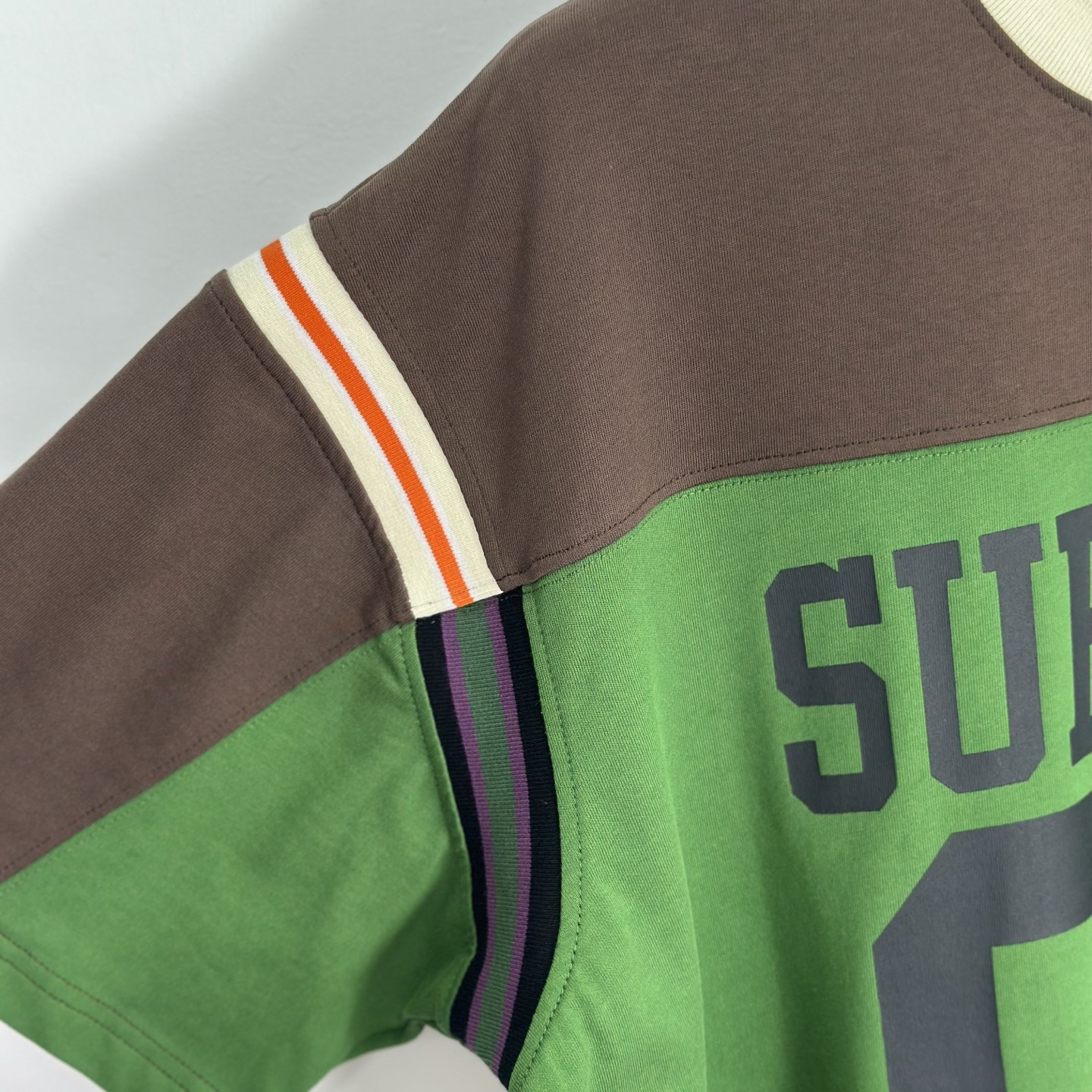 Supreme SS25 WEEK8 Split S/S Footbal Top 拼接图案 95  圆领休闲 印花短袖 T恤   黑色 绿色 SUP-SS25-157