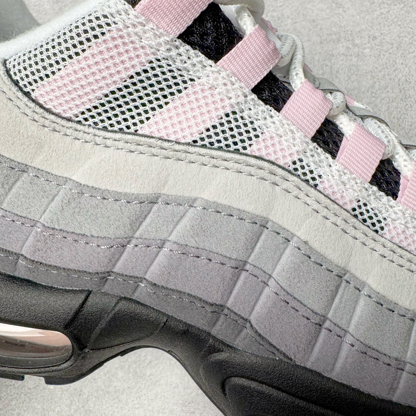 升级最终版 Corteiz Nike Air Max 95  低筒 网布防滑 运动鞋 休闲鞋 球鞋 男鞋 波鞋 灰粉 CJ0588-001