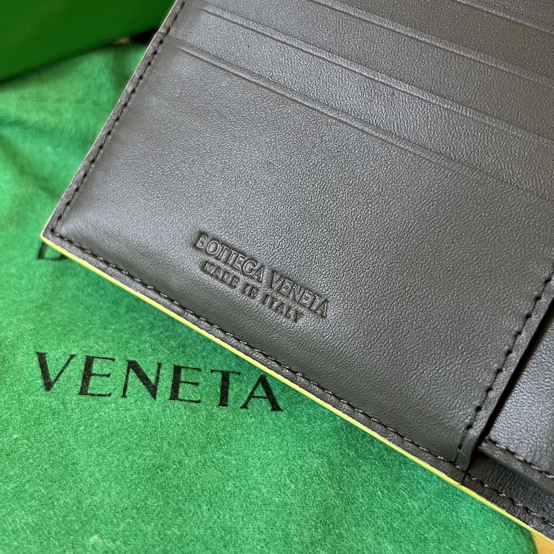 BV 葆蝶 编织双折 双面色 Intrecciato 牛皮革 短夹 长夹 钱包 男款 黄色B5 605721VCPQ63502