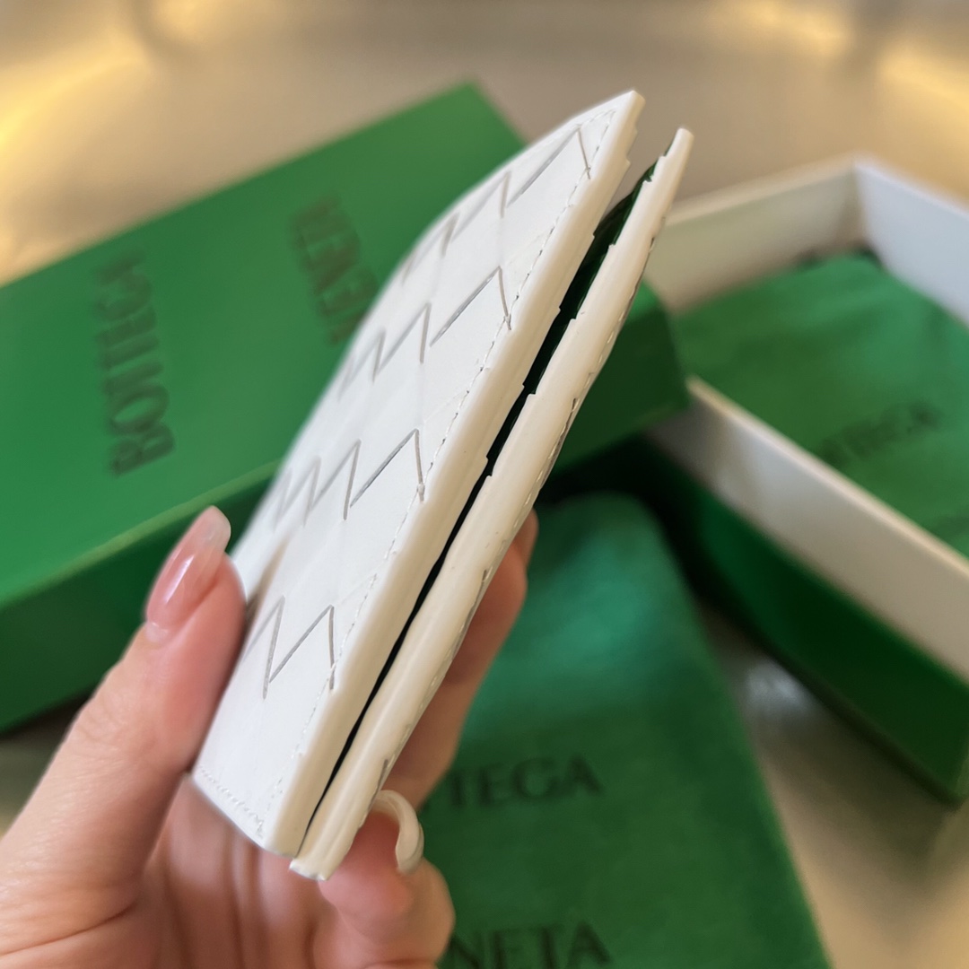 BV 葆蝶 编织双折 双面色 Intrecciato 牛皮革 短夹 长夹 钱包 男款  B5白绿605721VCPQ69037