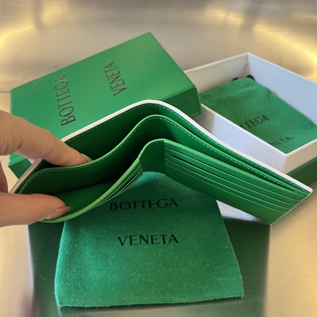 BV 葆蝶 编织双折 双面色 Intrecciato 牛皮革 短夹 长夹 钱包 男款  B5白绿605721VCPQ69037