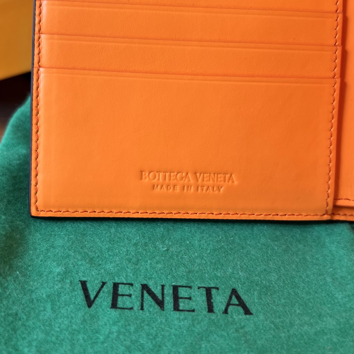 BV 葆蝶 编织双折 双面色 Intrecciato 牛皮革 短夹 长夹 钱包 男款  B5黑橙 605721 