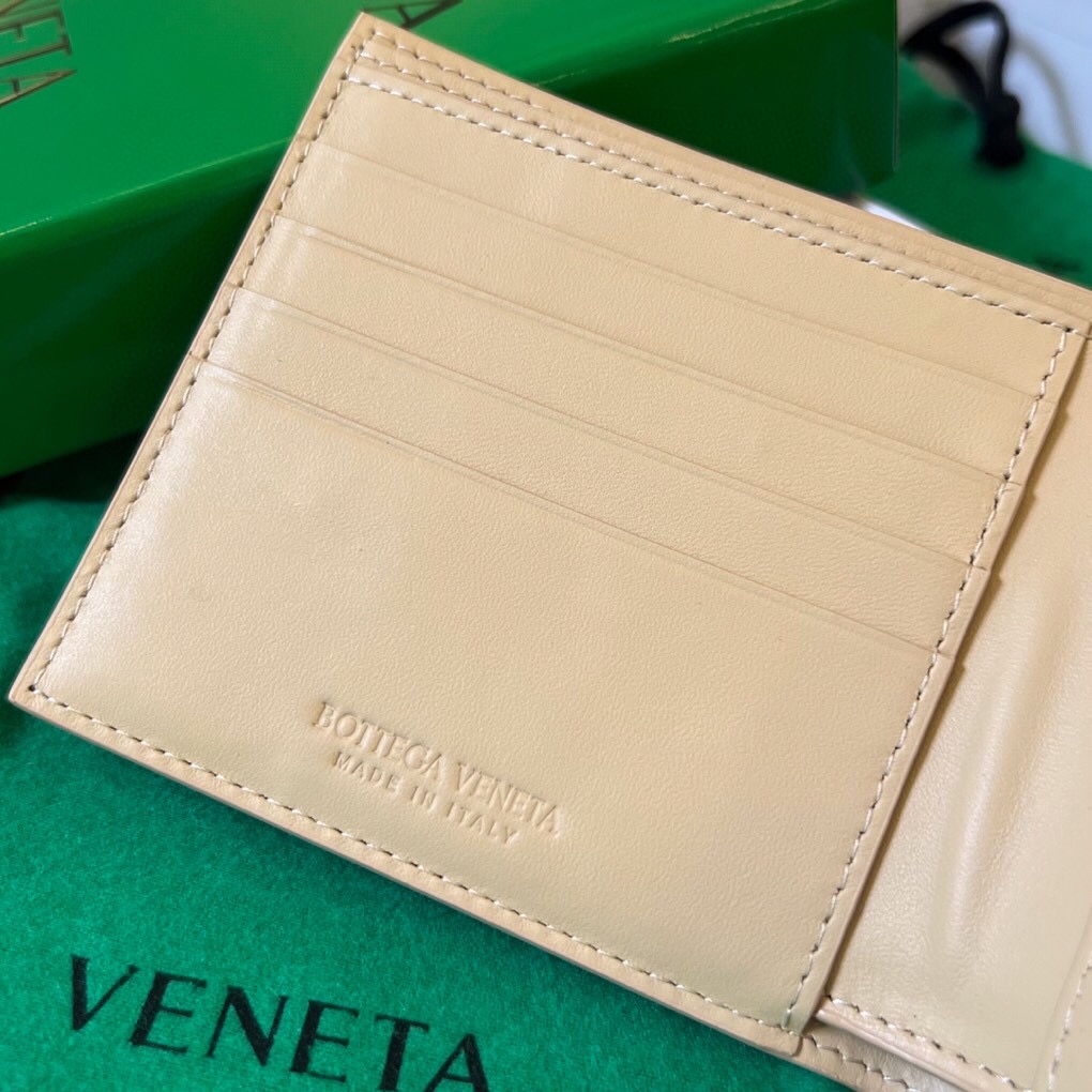 BV 葆蝶 编织双折 Intrecciato 牛皮革 短夹 长夹 钱包 男款  B5燕麦色 605721VCPQ49762