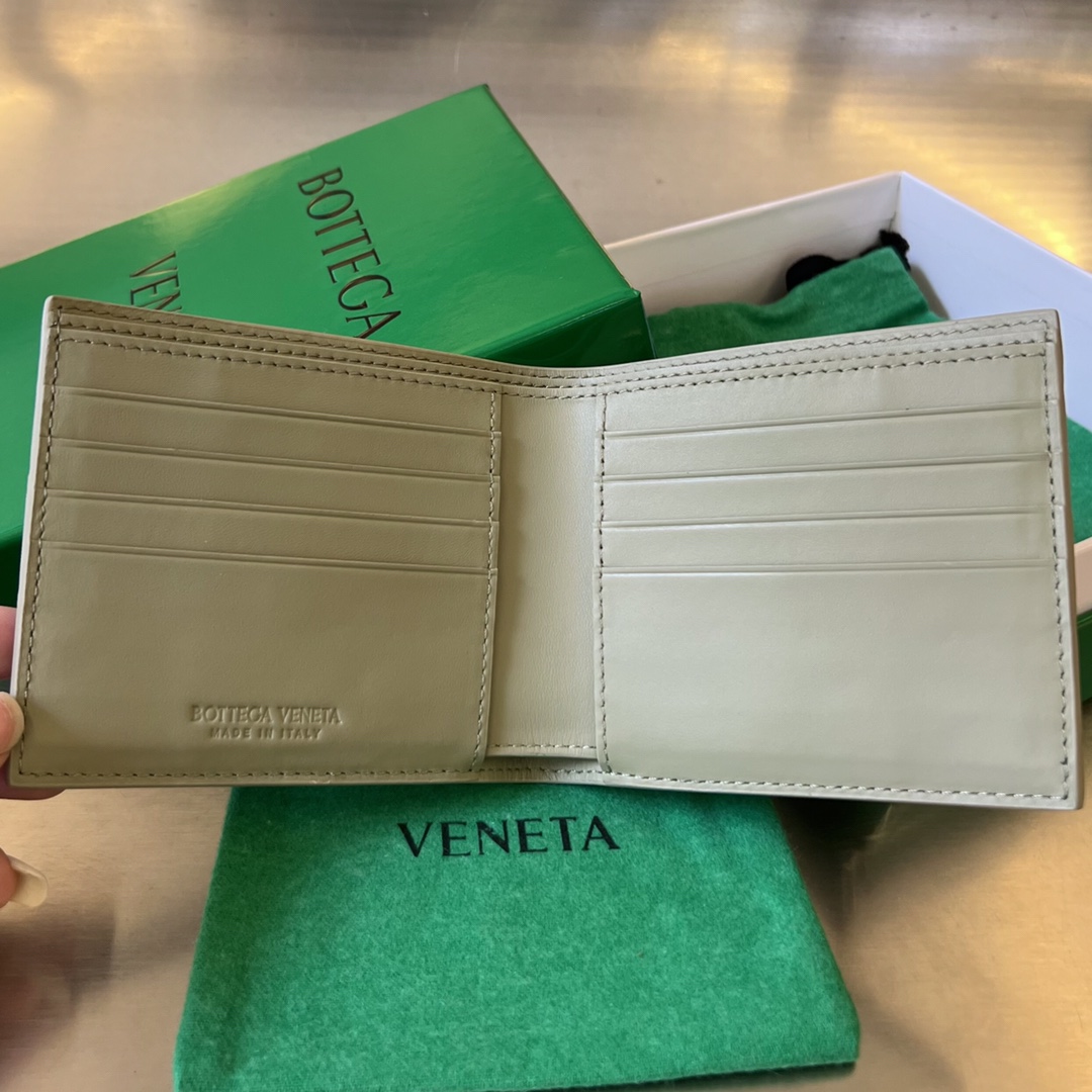 BV 葆蝶 编织双折 Intrecciato 牛皮革 短夹 长夹 钱包 男款  B5洞石绿 605721VCPQ42919