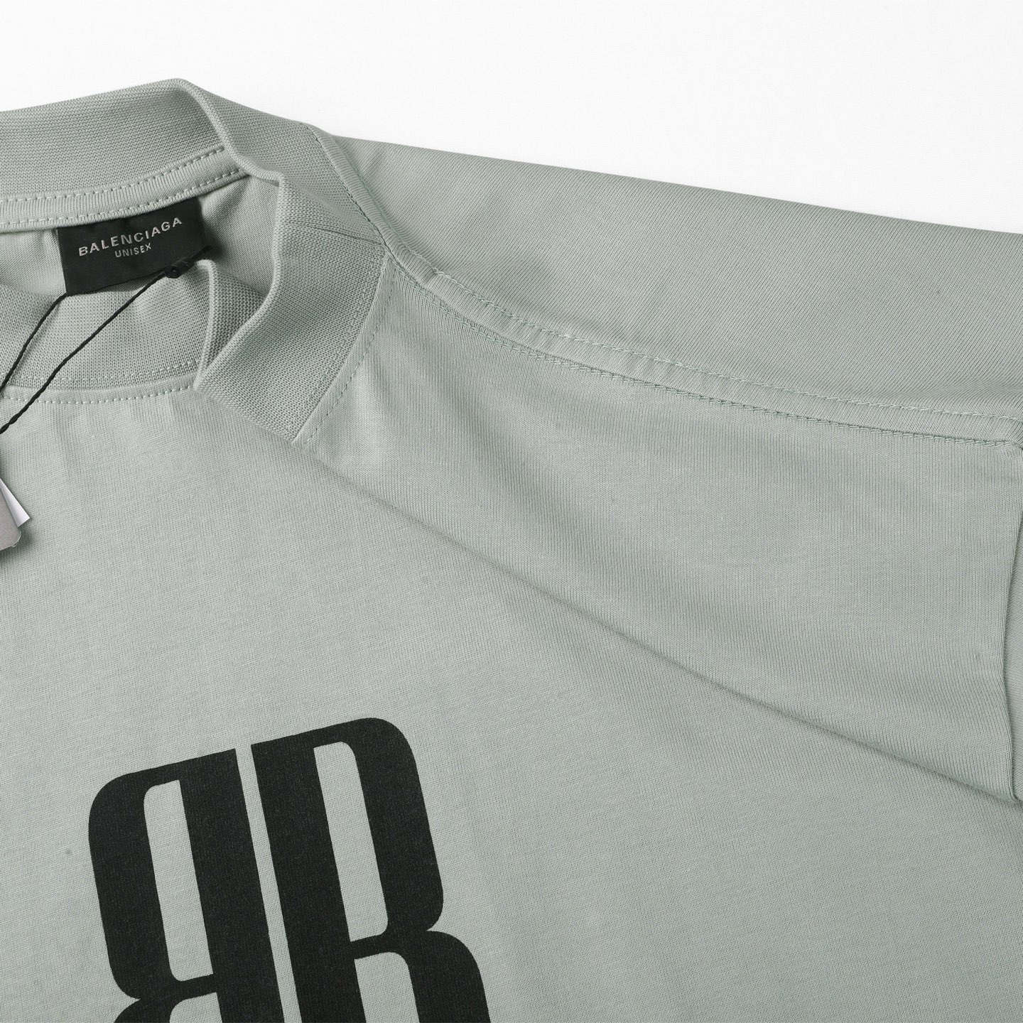 Balenciaga 巴黎世家 双B字母logo 印花短袖 T恤 圆领 短款 夏季 绿色A5 764235TSVU43421