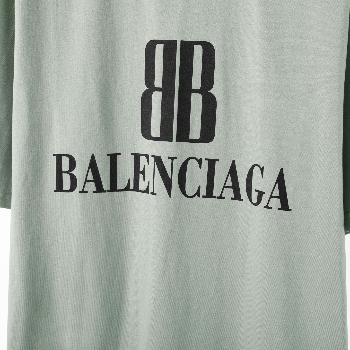Balenciaga 巴黎世家 双B字母logo 印花短袖 T恤 圆领 短款 夏季 绿色A5 764235TSVU43421