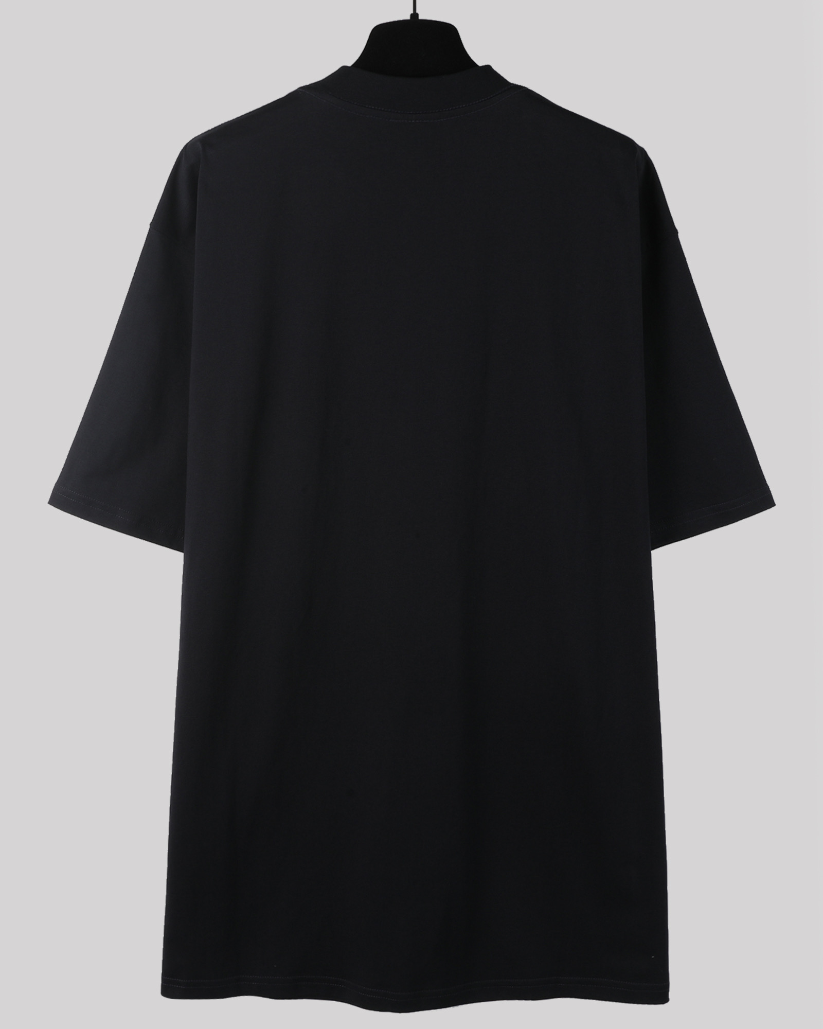 Balenciaga 巴黎世家 双B字母logo 印花短袖 T恤 圆领 短款 夏季 黑色A5  764235TSVU41083