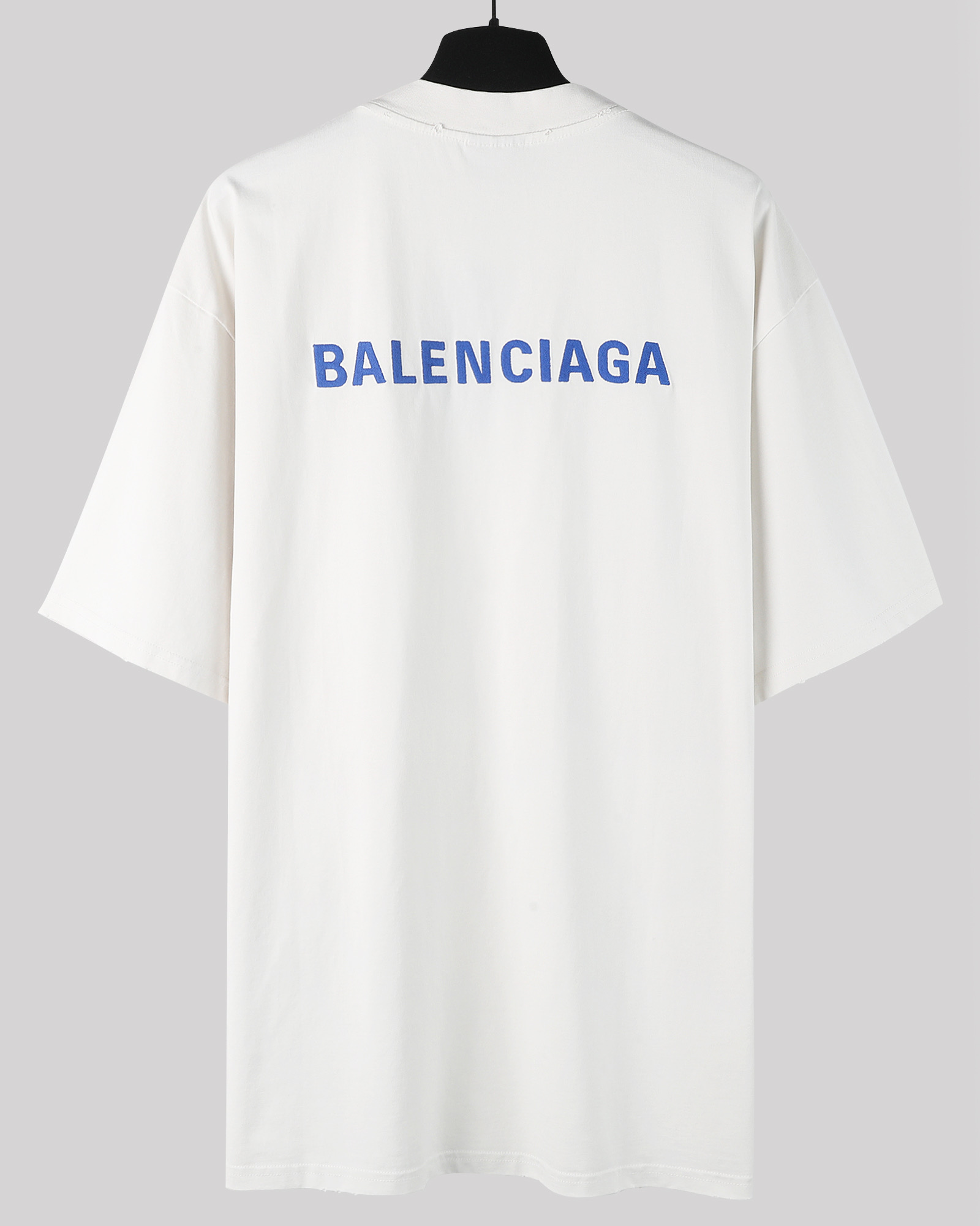 Balenciaga 巴黎世家 前后刺绣 印花短袖 T恤 圆领 短款 夏季 白色A5  764235TSVO98016