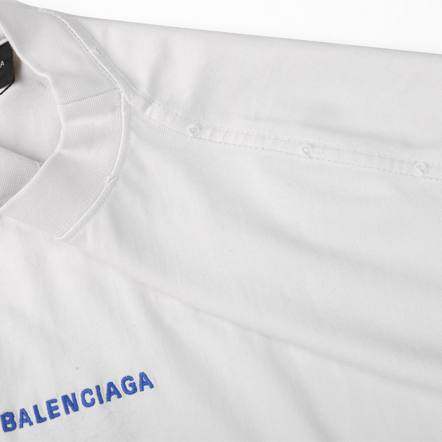 Balenciaga 巴黎世家 前后刺绣 印花短袖 T恤 圆领 短款 夏季 白色A5  764235TSVO98016