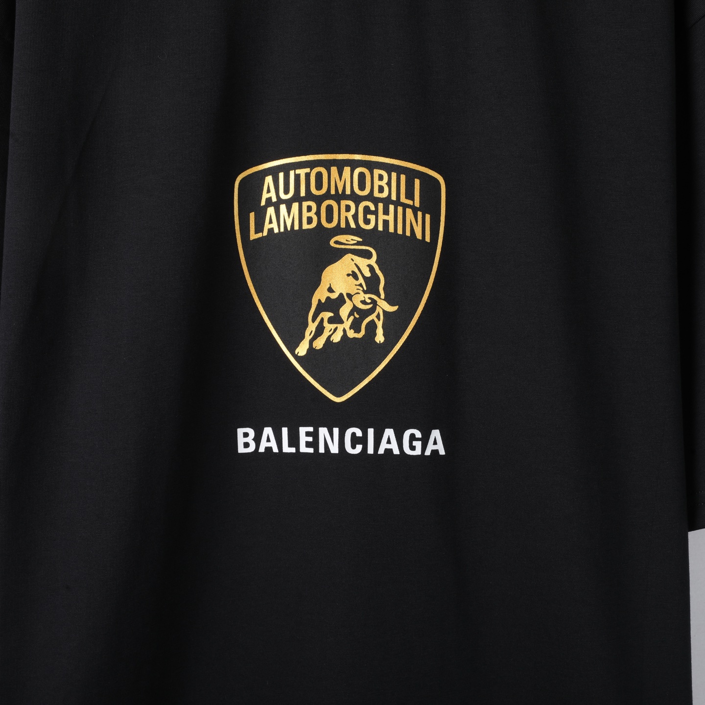 Balenciaga 巴黎世家 Automobili Lamborghini   印花短袖 T恤 圆领 短款 夏季 黑色A5  831305TSVQ91083
