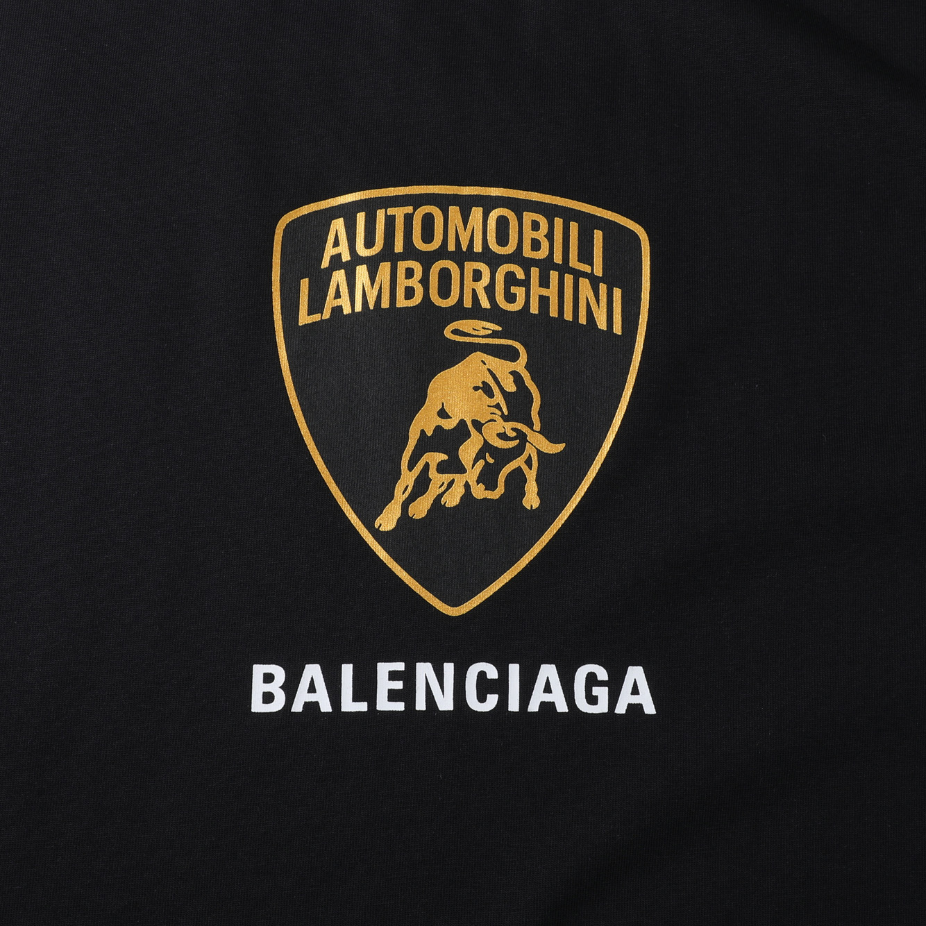 Balenciaga 巴黎世家 Automobili Lamborghini   印花短袖 T恤 圆领 短款 夏季 黑色A5  831305TSVQ91083