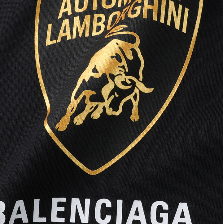 Balenciaga 巴黎世家 Automobili Lamborghini   印花短袖 T恤 圆领 短款 夏季 黑色A5  831305TSVQ91083