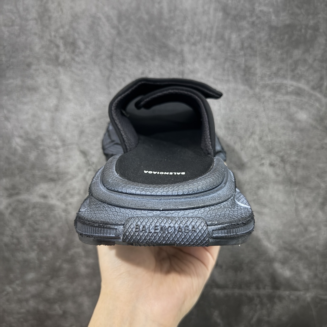 Balenciaga巴黎世家 3XL 魔术贴 圆头套脚一字拖鞋男款 黑色 799939W3XSL1000