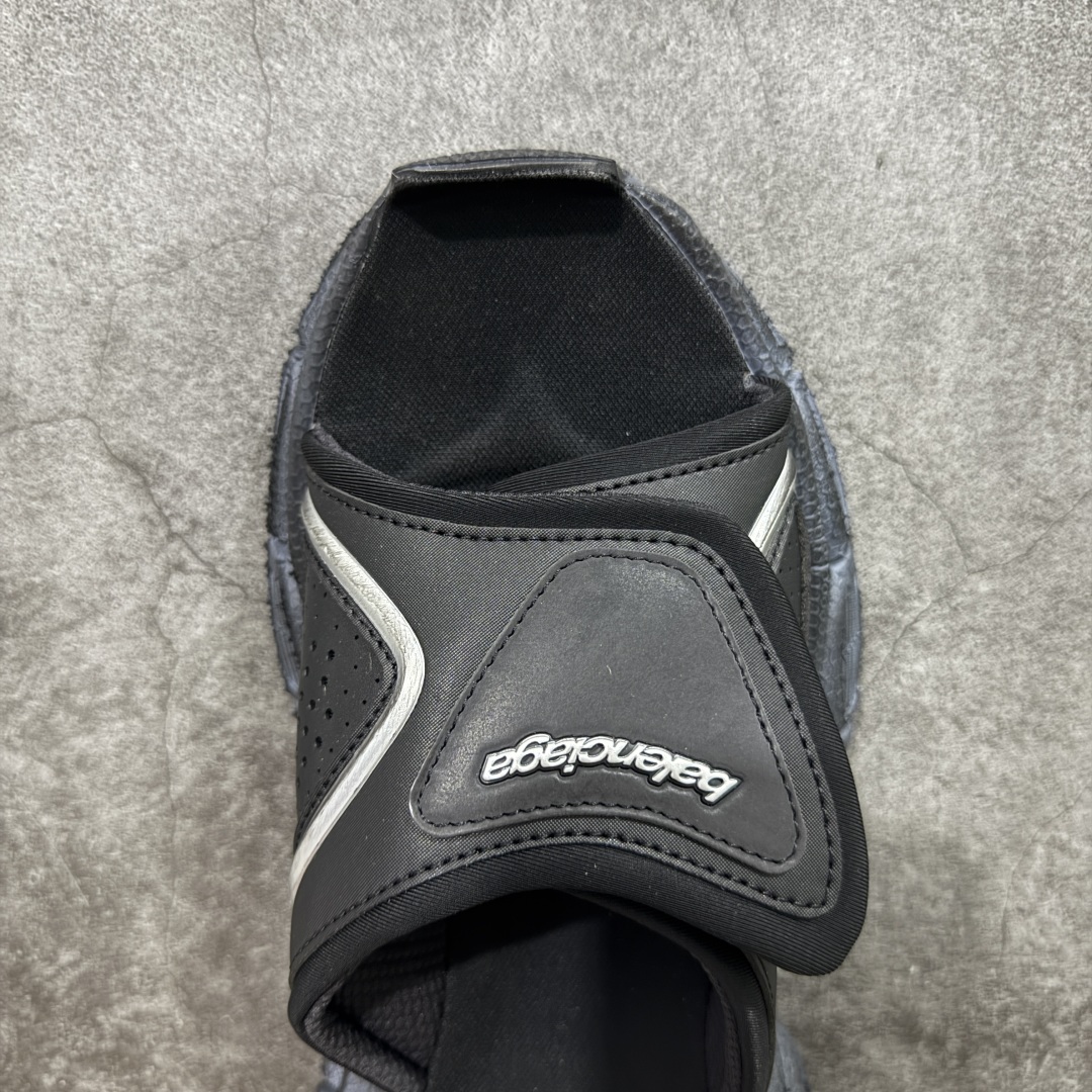 Balenciaga巴黎世家 3XL 魔术贴 圆头套脚一字拖鞋男款 黑色 799939W3XSL1000