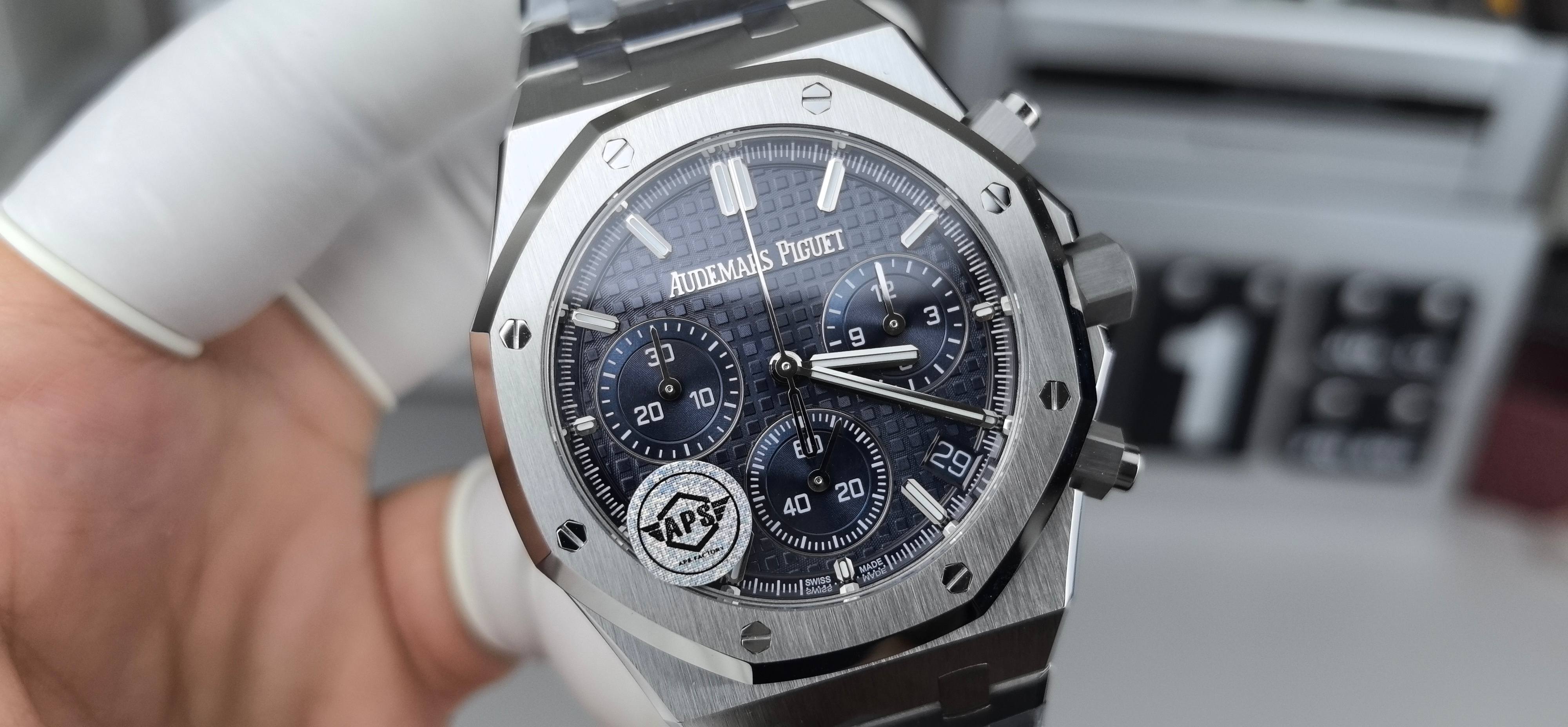 APS AUDEMARS PIGUET爱彼 皇家橡树ROYAL OAK系列 自动机械机芯 50米 防水 男表 瑞表 蓝色表盘 精钢表带