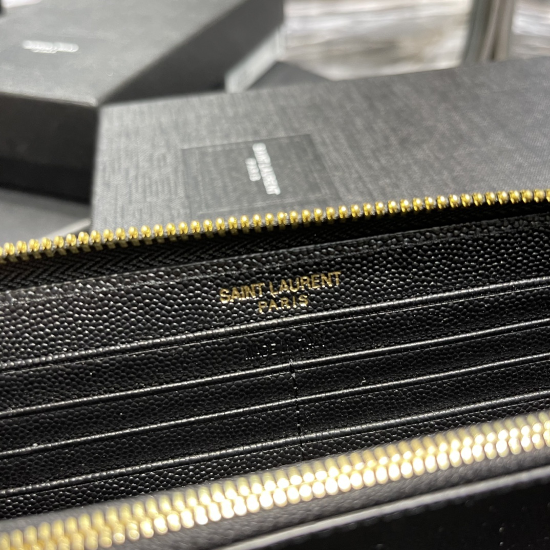 SAINT LAURENT 圣罗兰 Monogram YSL Logo  皮革 钱包 长夹拉链  颗粒 多色  358094BOW011000