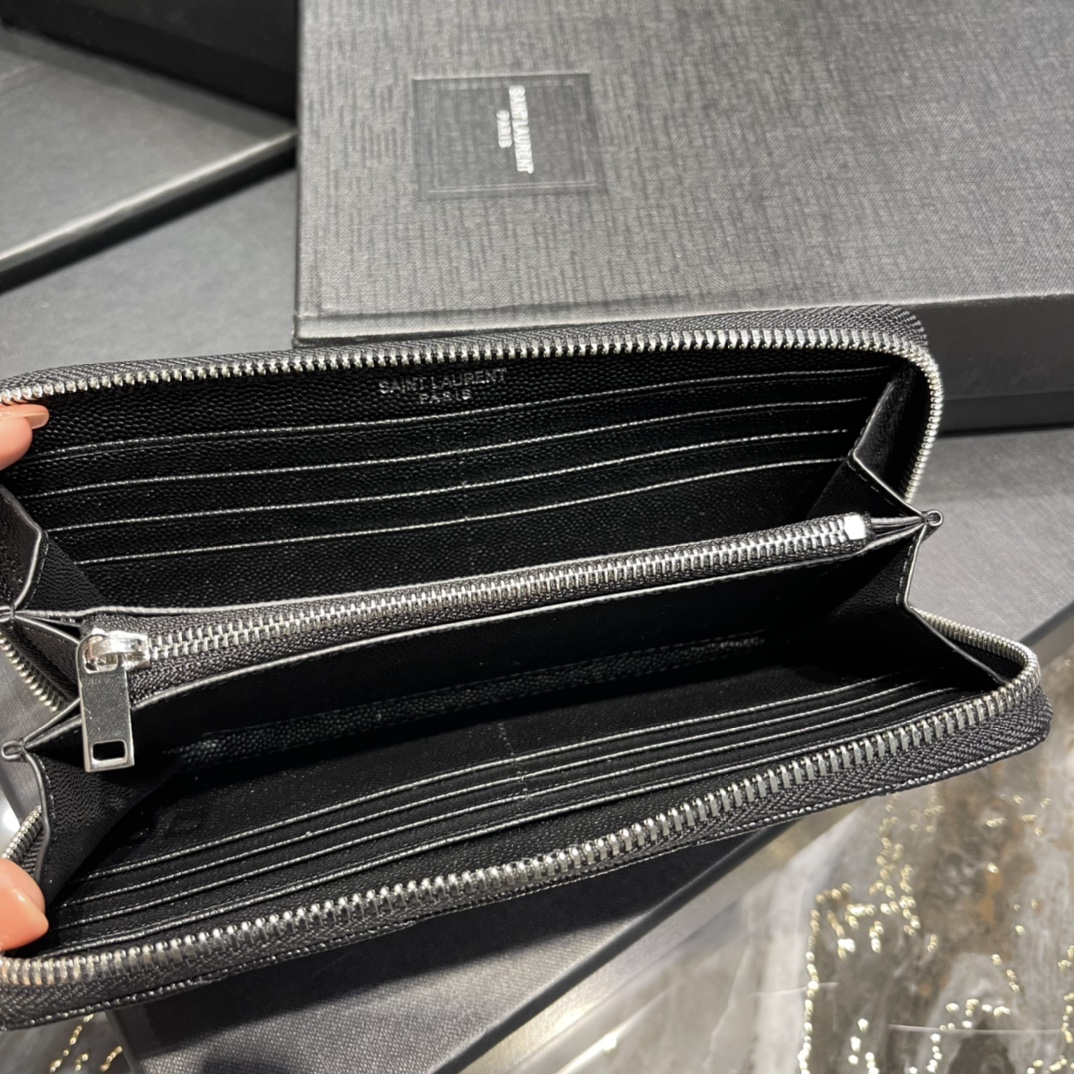 SAINT LAURENT 圣罗兰 Monogram YSL Logo  皮革 钱包 长夹拉链  颗粒 多色  358094BOW011000