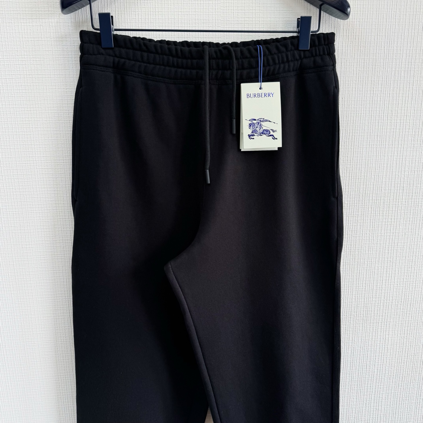 Burberry 巴宝莉 战马图案格纹松紧腰休闲裤 裤子 长裤 黑色
