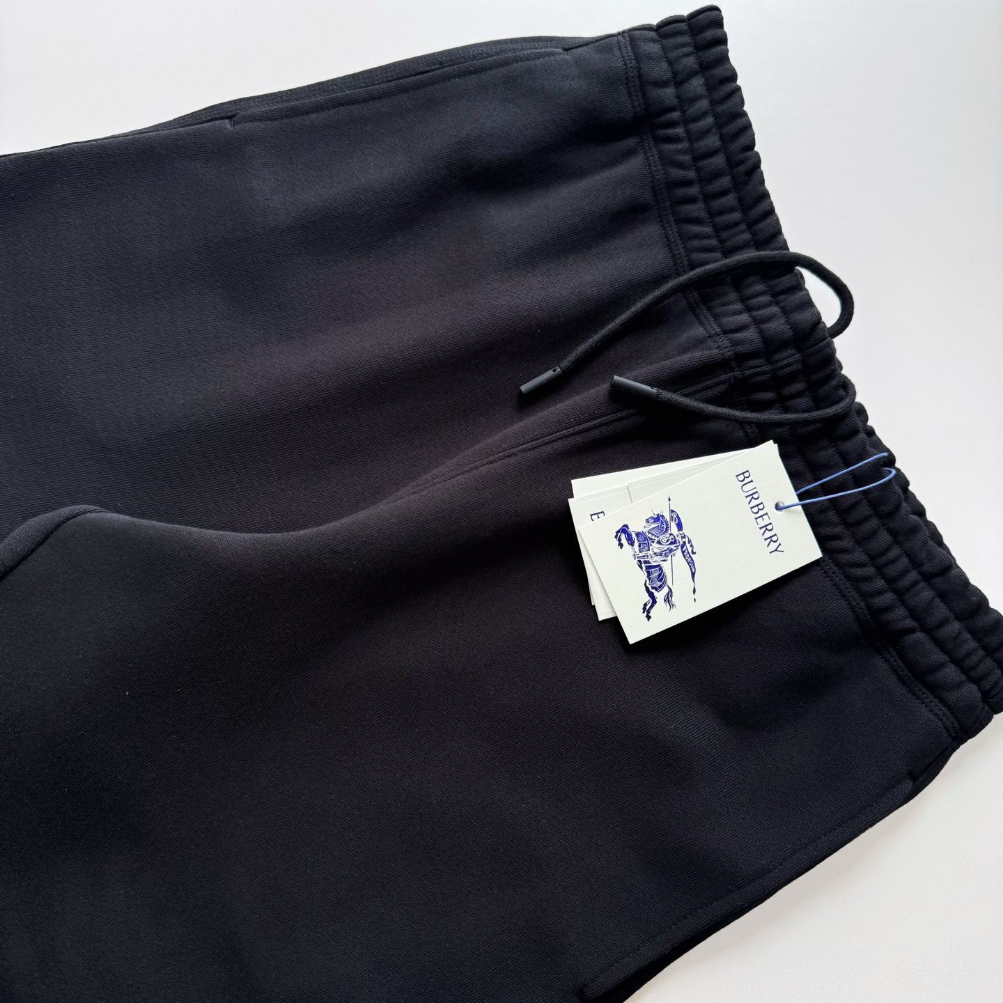 Burberry 巴宝莉 战马图案格纹松紧腰休闲裤 裤子 长裤 黑色