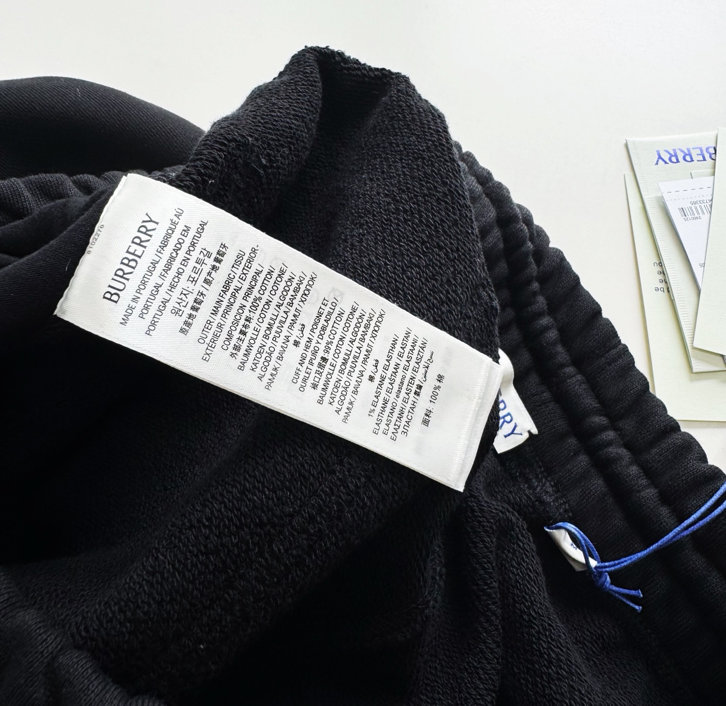 Burberry 巴宝莉 战马图案格纹松紧腰休闲裤 裤子 长裤 黑色