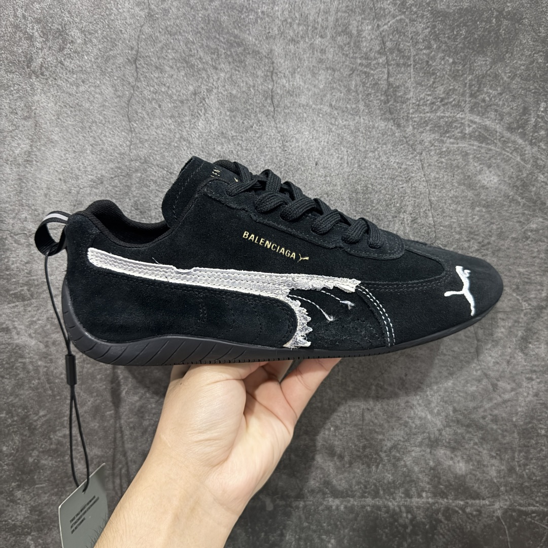 Balenciaga The Open Product x Puma Speedcat  低筒 做旧 系带 二层绒面皮防滑耐磨 低筒 舒适时尚 赛车 跑步鞋 休闲鞋 波鞋  黑色406519 02