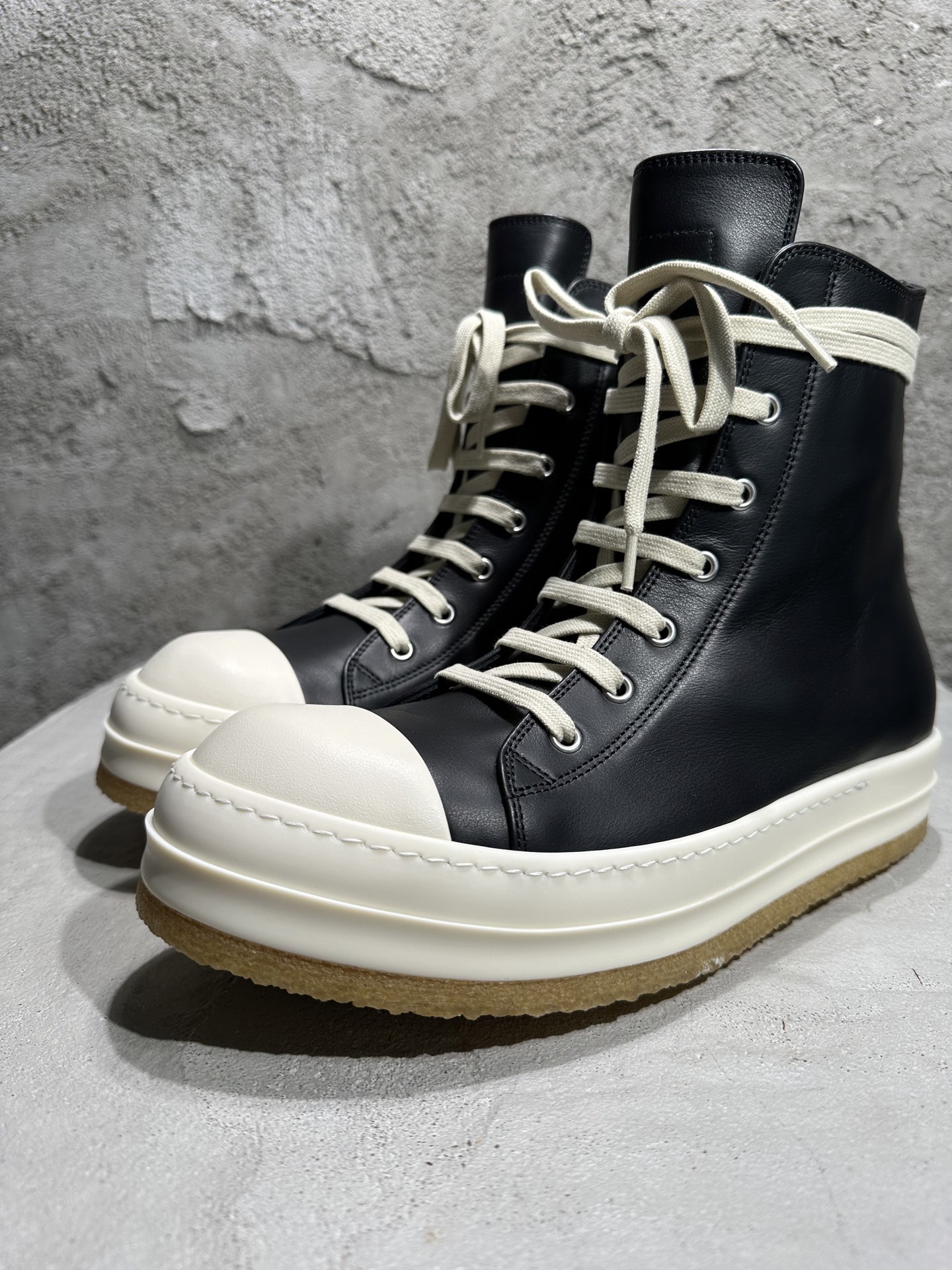 RICK OWENS RO  厚底 板鞋 休闲鞋 男鞋 女鞋 波鞋  皮質  拉链 黑色 生胶底 RU02E1802LCO-911