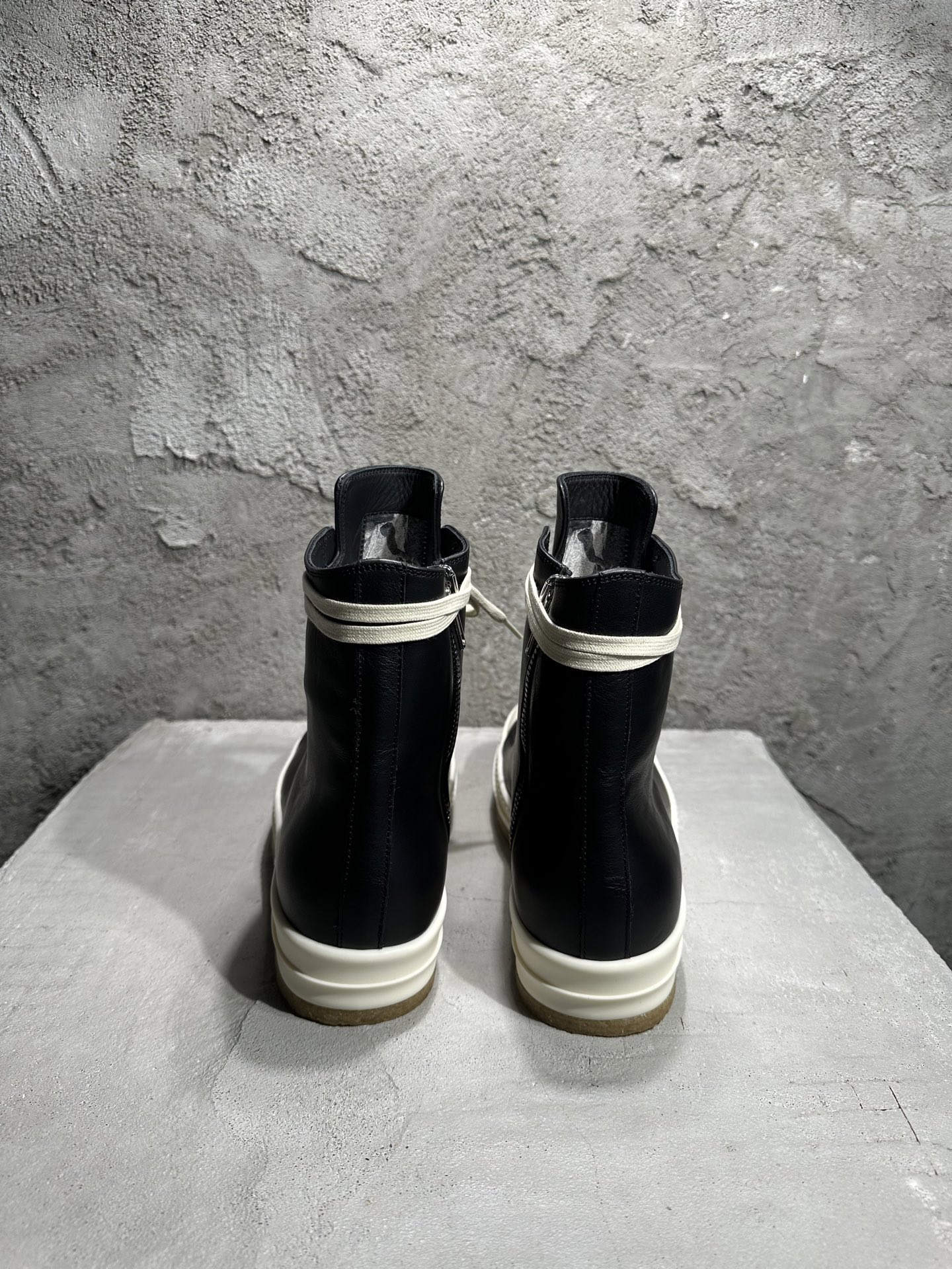 RICK OWENS RO  厚底 板鞋 休闲鞋 男鞋 女鞋 波鞋  皮質  拉链 黑色 生胶底 RU02E1802LCO-911