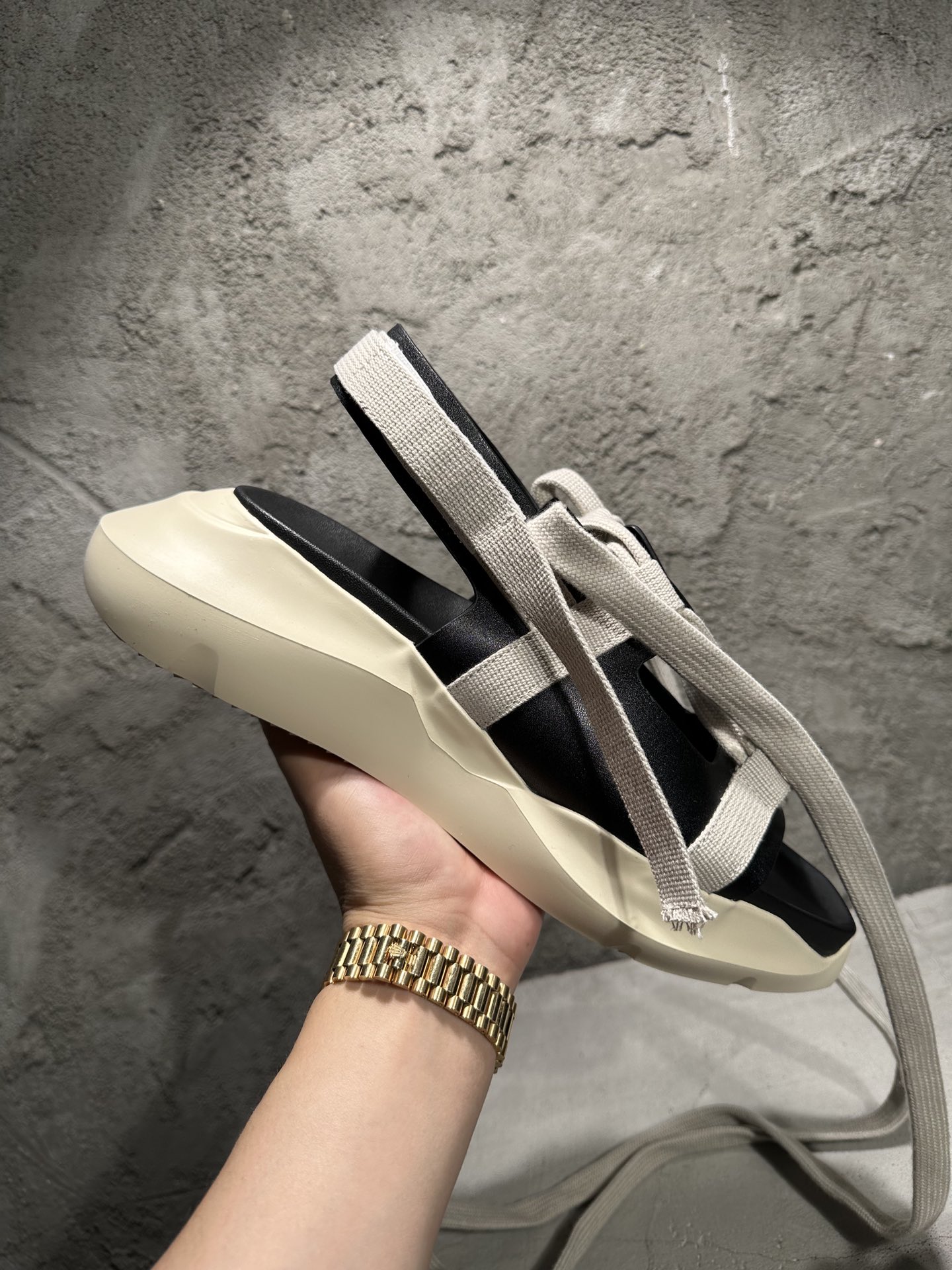 RICK OWENS RO  厚底 板鞋 舒适 百搭 沙滩凉鞋  黑白 RU01C4815LCGW2-981
