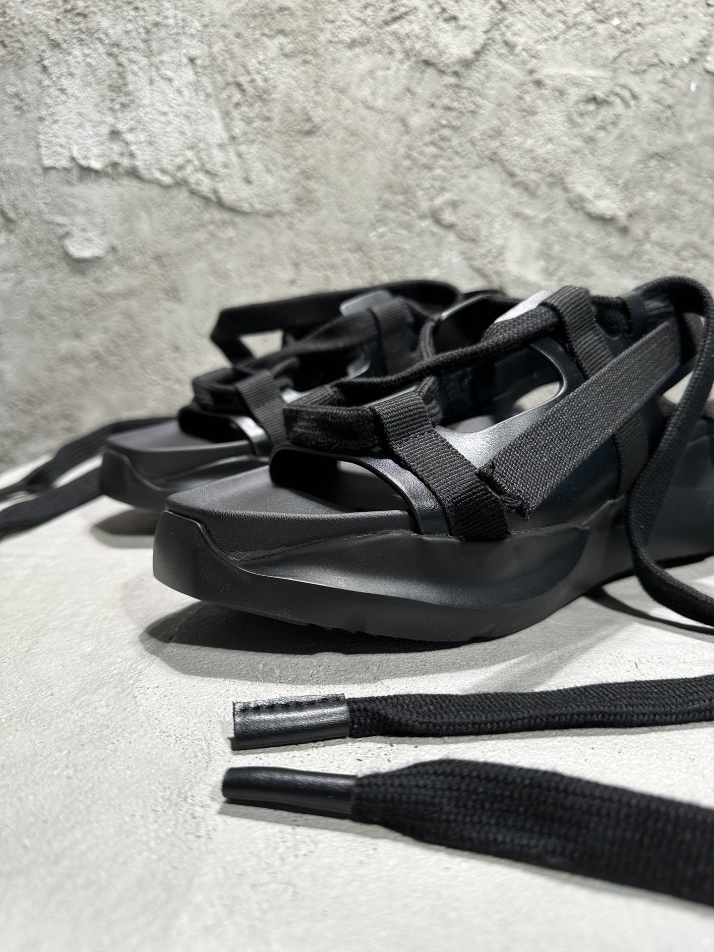 RICK OWENS RO  厚底 板鞋 舒适 百搭 沙滩凉鞋  黑色 RU01C4815LCGW2-999