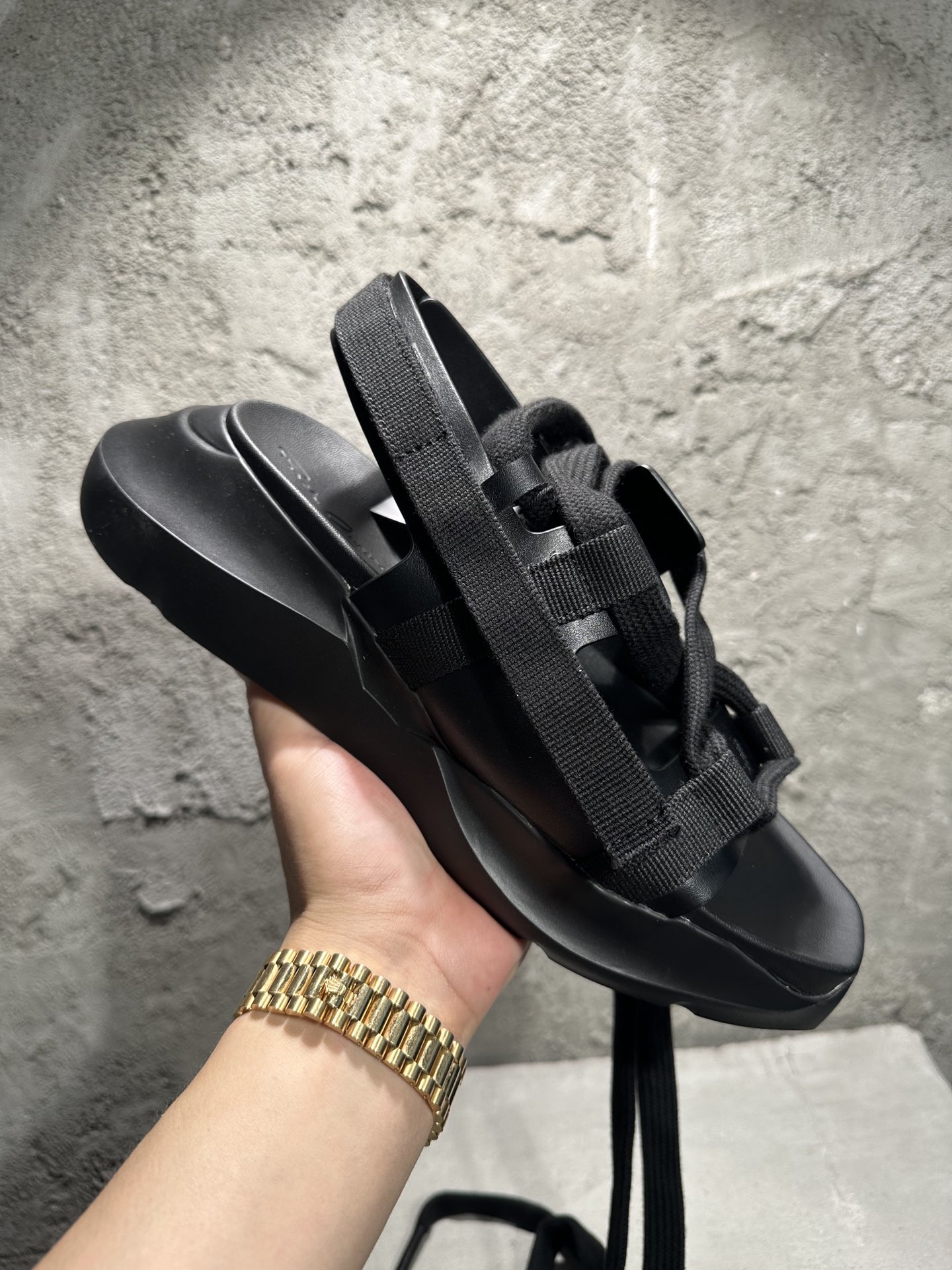RICK OWENS RO  厚底 板鞋 舒适 百搭 沙滩凉鞋  黑色 RU01C4815LCGW2-999