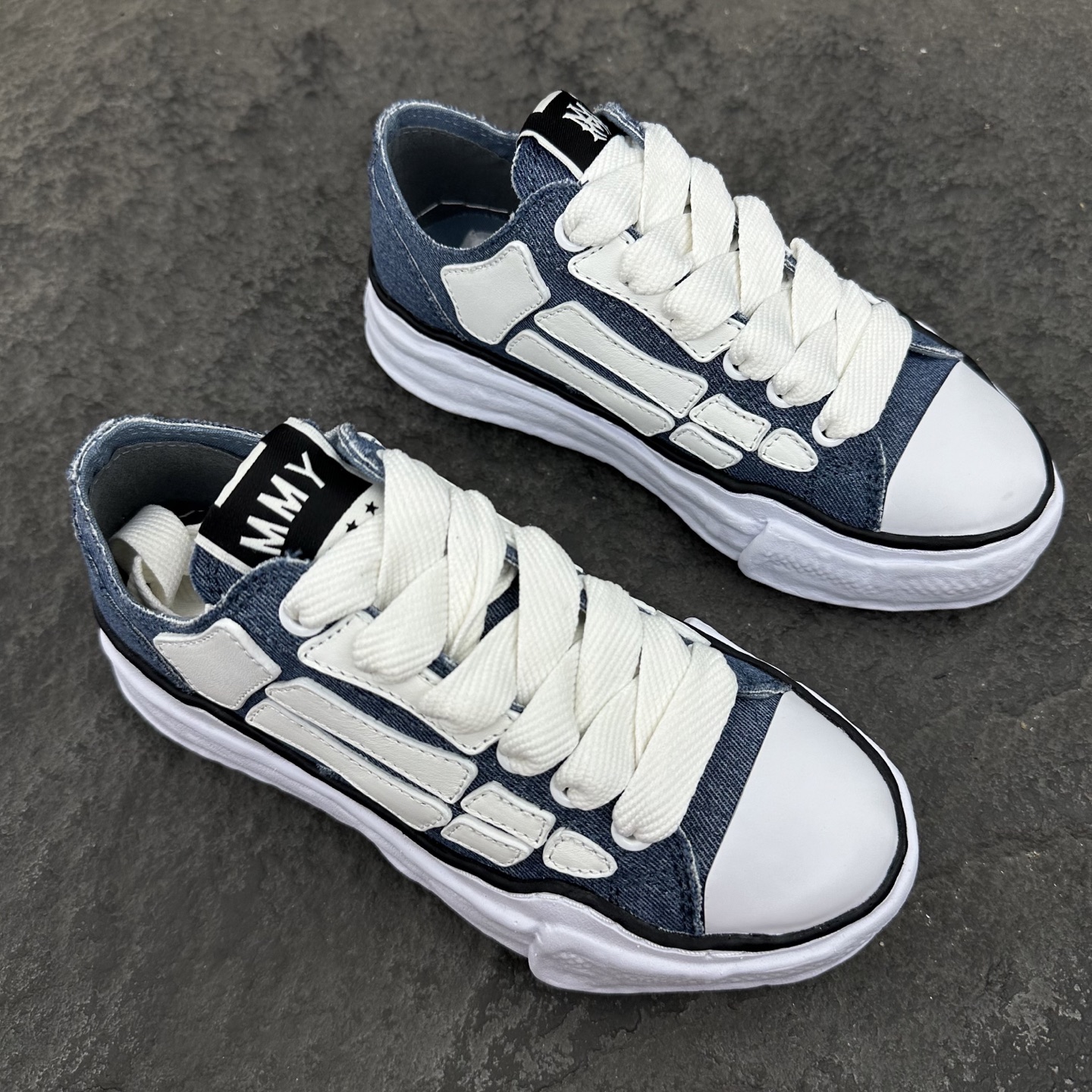 Maison Mihara Yasuhiro MMY AMIRI  低筒 溶胶鞋 帆布鞋 板鞋 休闲鞋 增高鞋 男鞋 女鞋  骨骼蓝色